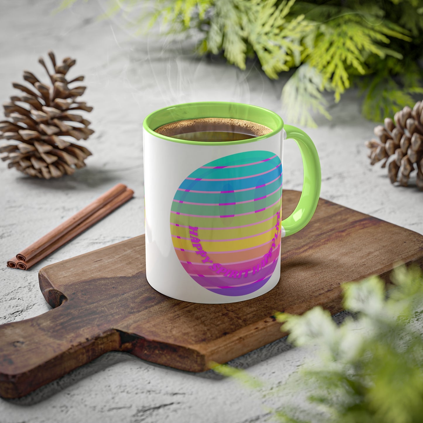Retro Happy Spirit Happy Life Aesthetic Mug, Smile Face Mug, Trendy Coffee Mug, Tumblr Mug, Aesthetic Happy Life Gift, Aesthetic Mug