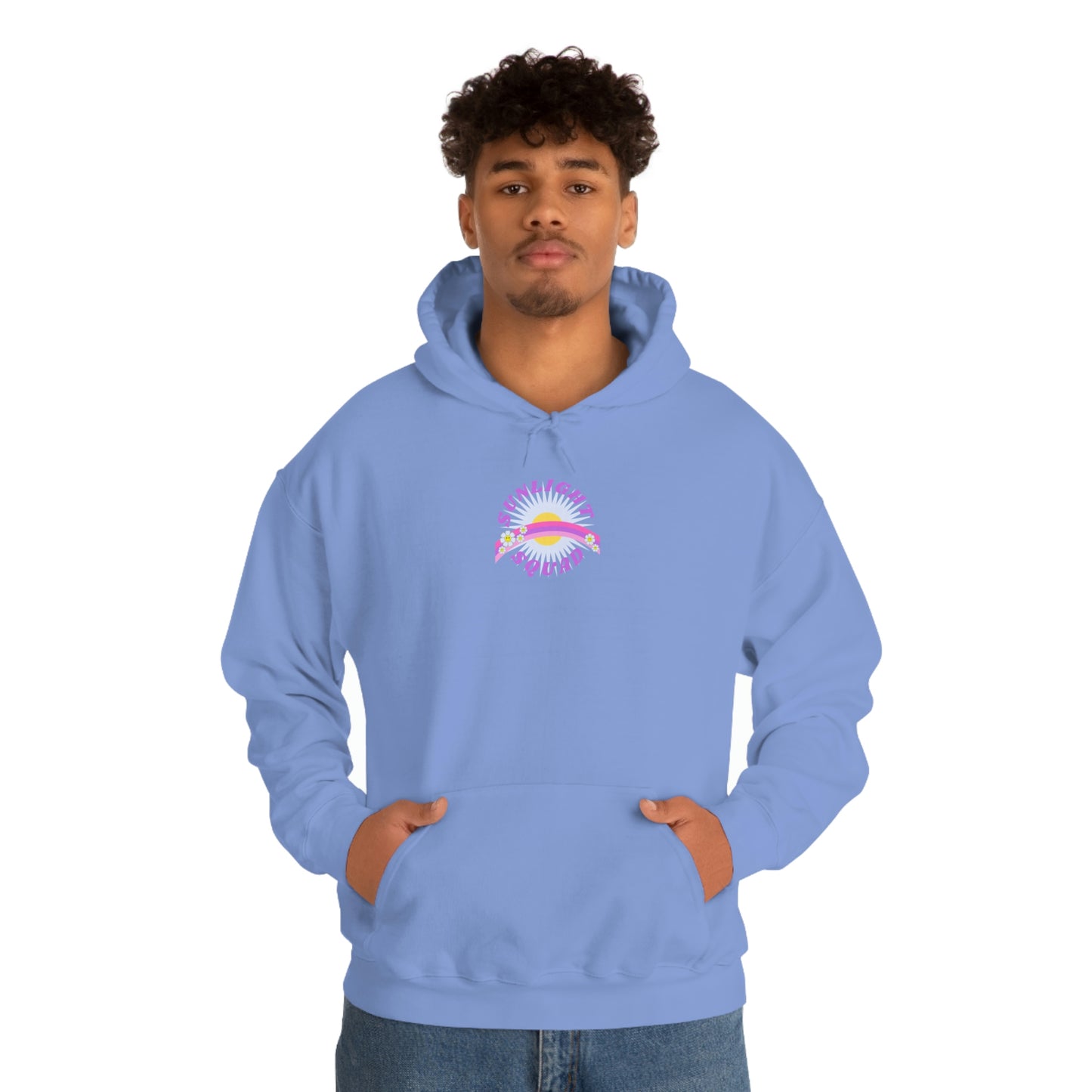 Retro Smile Flower Pink Purple Lavender Lilac Hoodie, Sunlight Squad Sweatshirt, Back Graphic Hoodie, VSCO Girl Oversized Trendy Tumblr Top