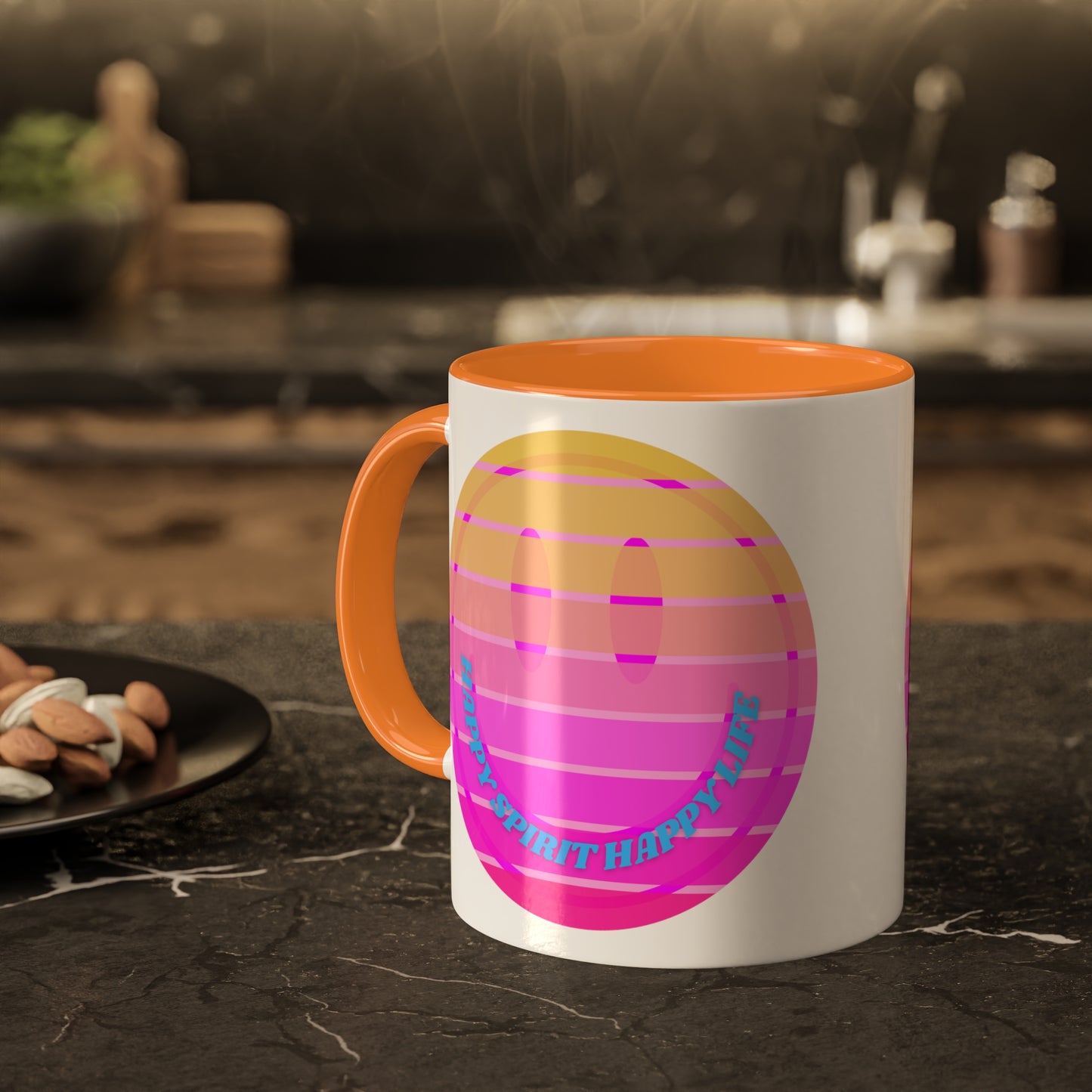 Retro Happy Spirit Happy Life Aesthetic Mug, Smile Face Mug, Trendy Coffee Mug, Tumblr Mug, Aesthetic Happy Life Gift, Aesthetic Mug