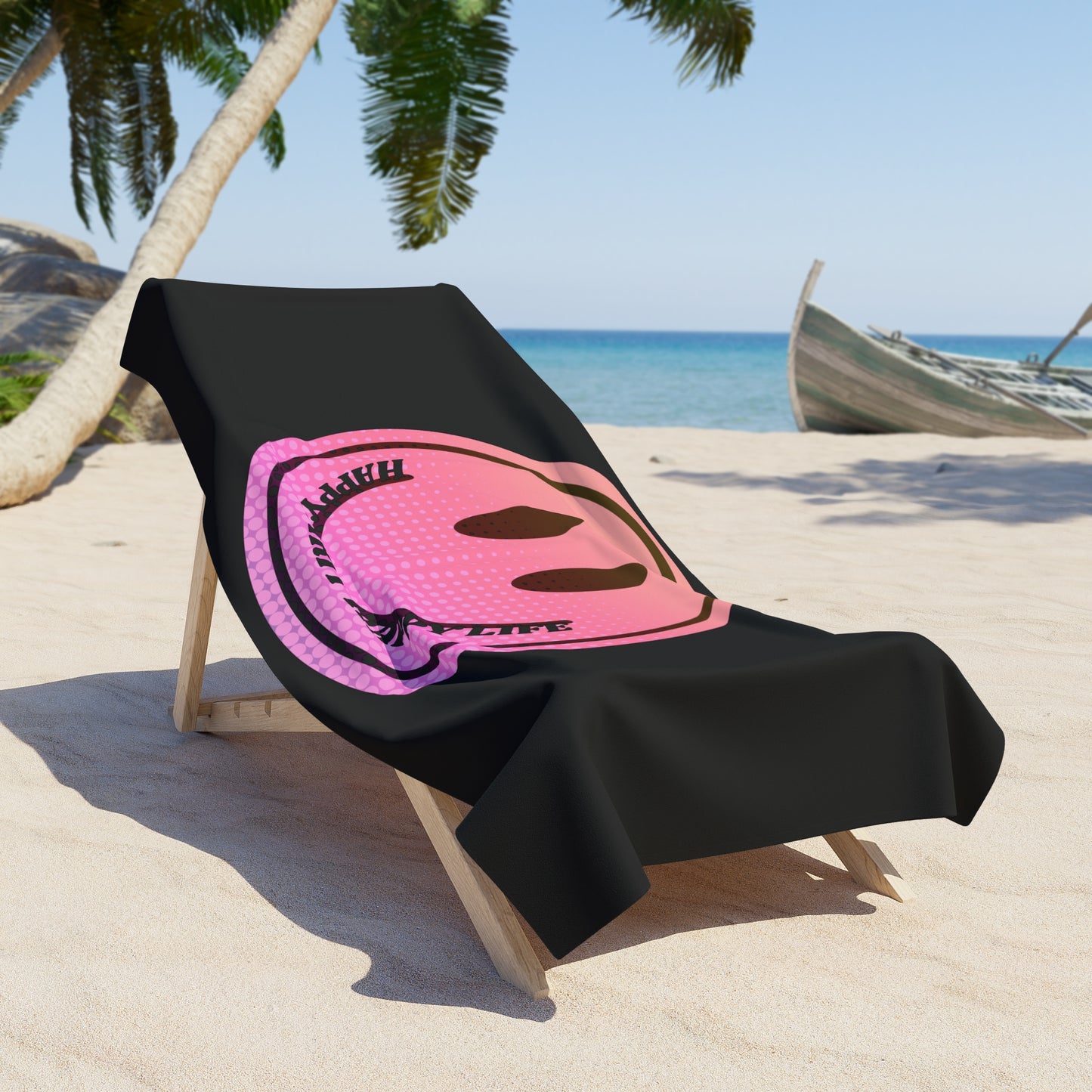 Aesthetic Smile Beach Towel, Happy Spirit Happy Life Towel, Sunset Smile Towel, Trendy Neon Ombre Towel, Summer Towel, Mental Health Towel