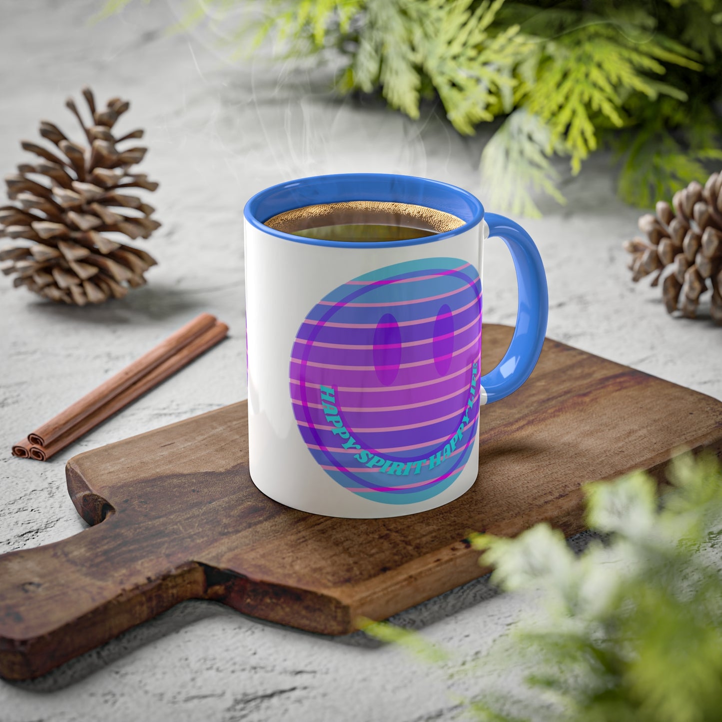 Retro Happy Spirit Happy Life Aesthetic Mug, Smile Face Mug, Trendy Coffee Mug, Tumblr Mug, Aesthetic Happy Life Gift, Aesthetic Mug