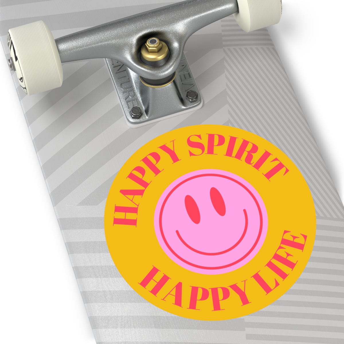 Happy Spirit Happy Life Round Vinyl Stickers, UV Smiley Stickers, Smile Sticker, Tumblr Retro Smile, VSCO Girl, Computer, Skateboard