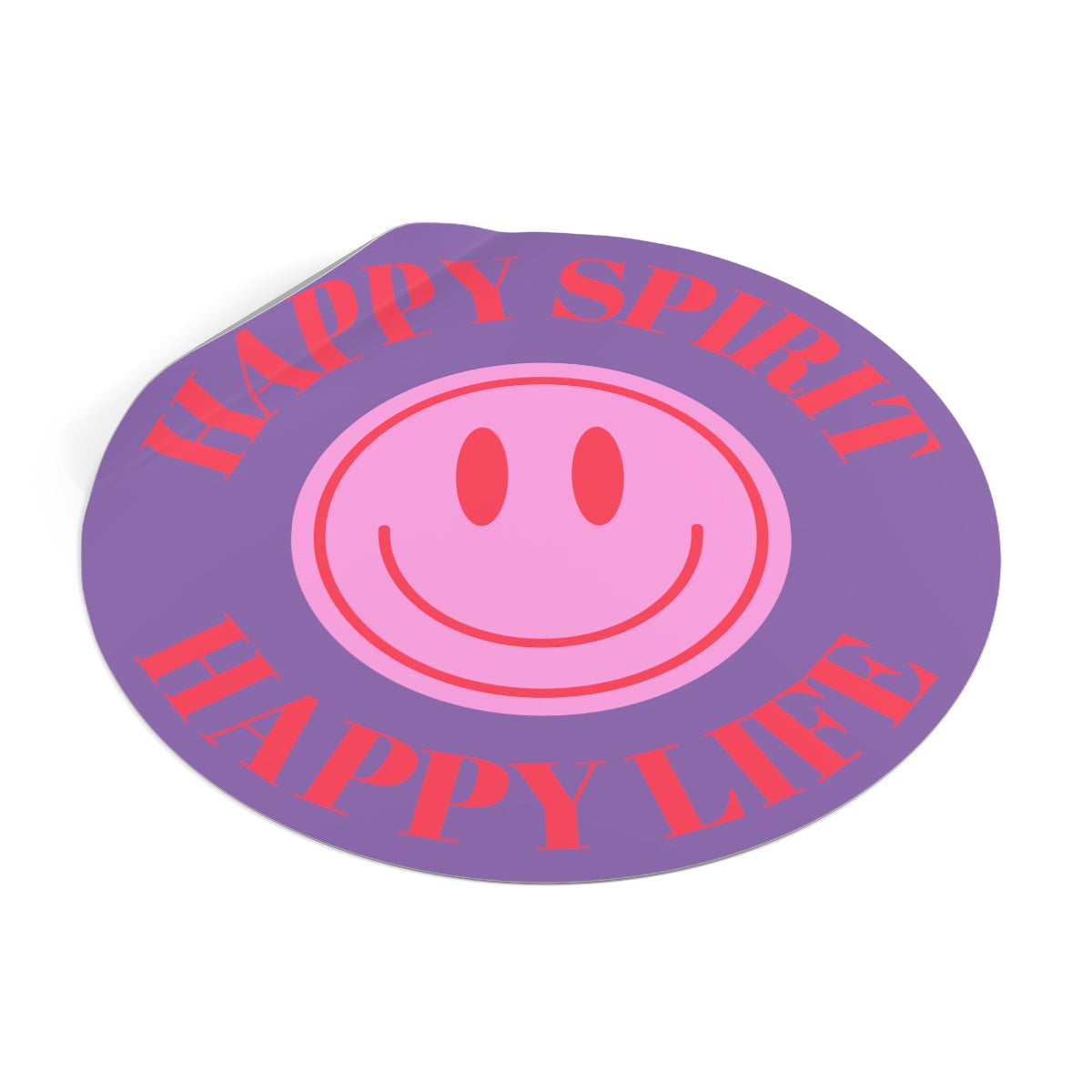 Happy Spirit Happy Life Round Vinyl Stickers, UV Smiley Stickers, Smile Sticker, Tumblr Retro Smile, VSCO Girl, Computer, Skateboard