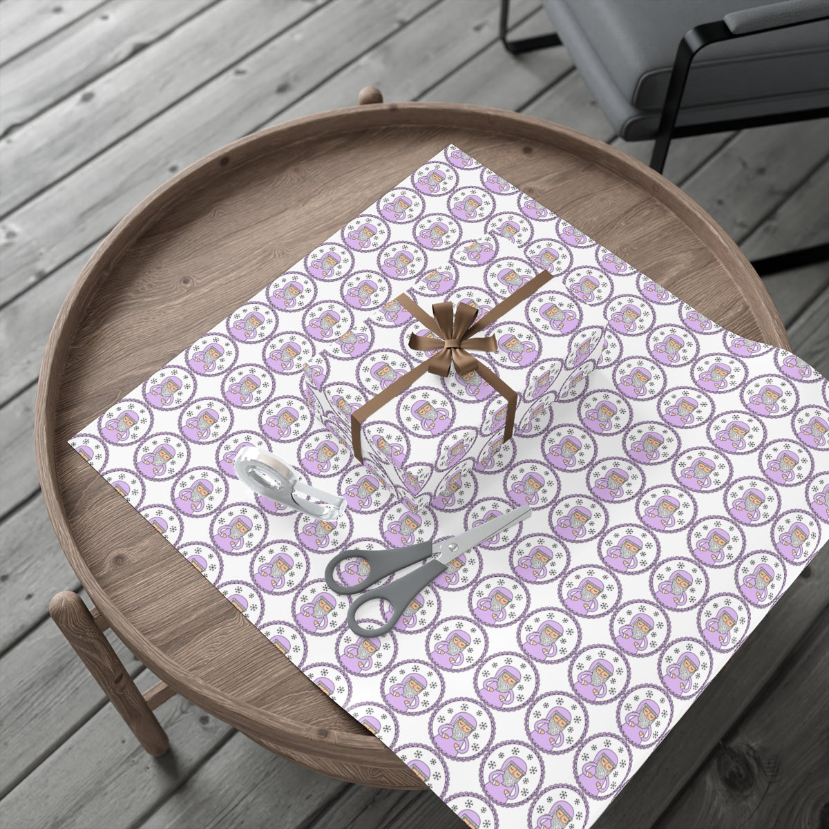 Purple Santa Gift Wrap Paper, Lavender Santa Claus Paper, Pastel Christmas Paper, Purple Holiday Wrapping Paper