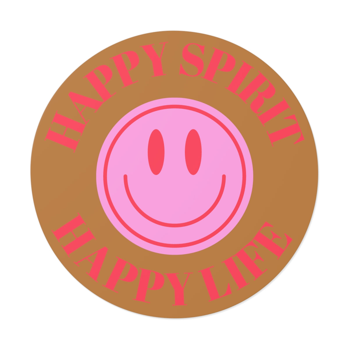 Happy Spirit Happy Life Round Vinyl Stickers, UV Smiley Stickers, Smile Sticker, Tumblr Retro Smile, VSCO Girl, Computer, Skateboard
