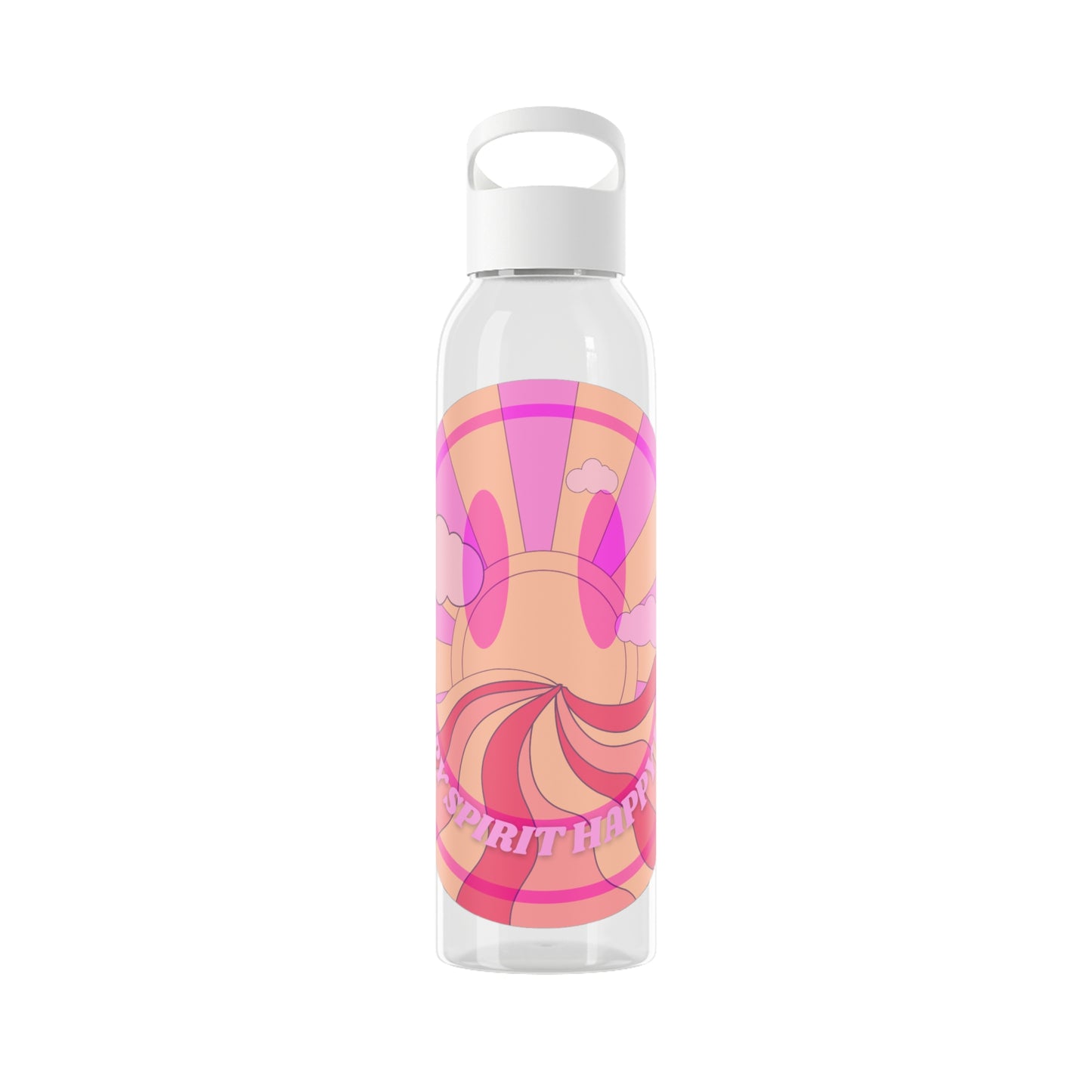 Aesthetic Happy Spirit Happy Life Water Bottle, Aesthetic Pink Bottle, Smile Face, Trendy Tumblr Bottle, Happy Mind Tumbler, BPA Fre