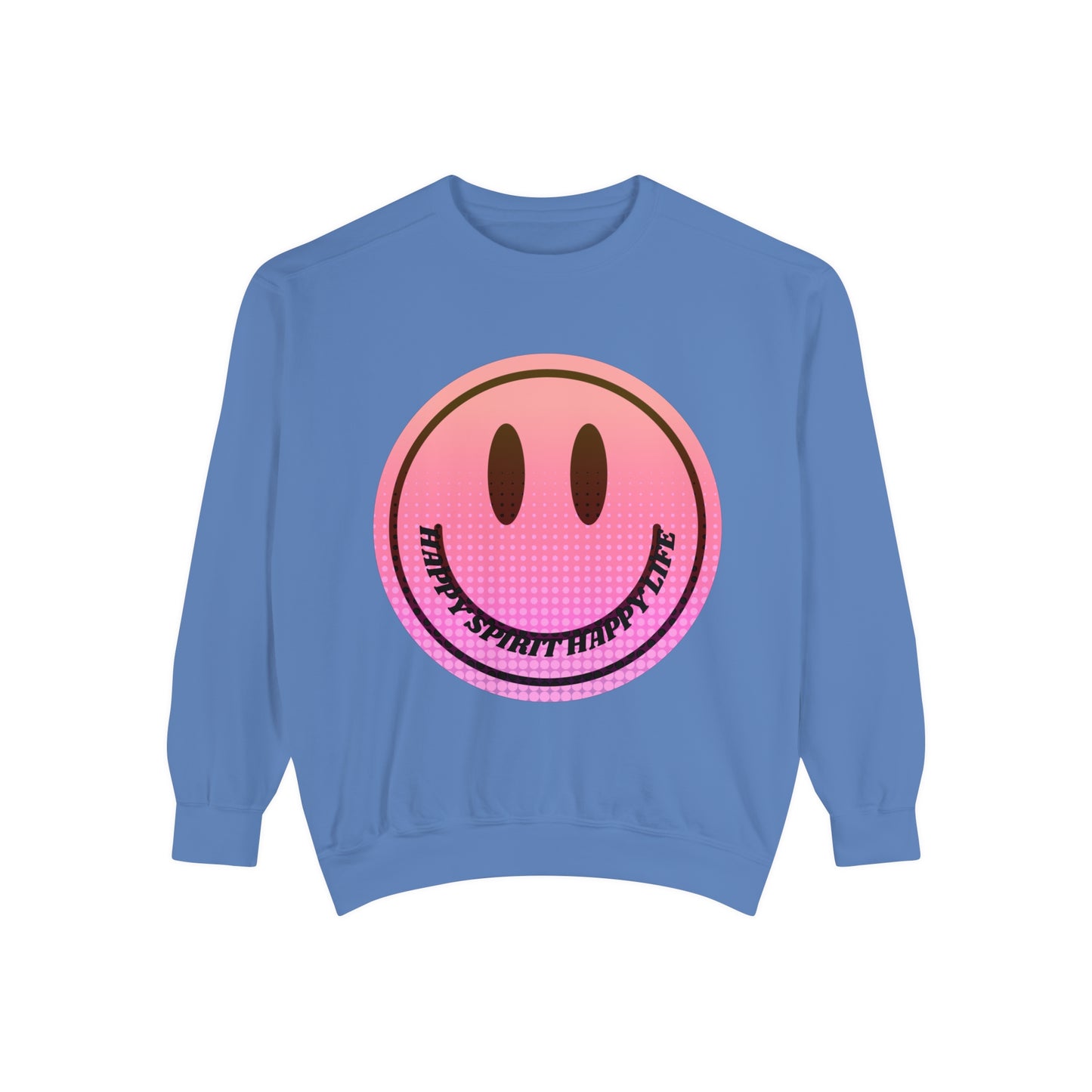 Aesthetic Smile Hoodie, Smile Face Comfort Colors Crewneck, Happy Spirit Happy Life Sunset Smile Sweatshirt, Unisex Garment-Dyed Sweatshirt