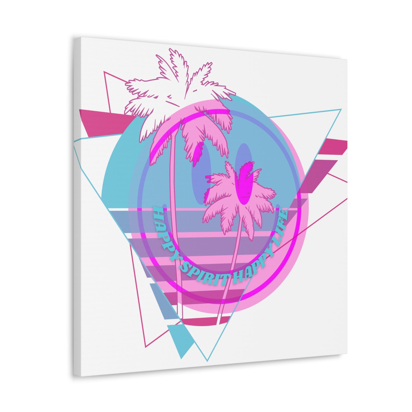 Smile Face Wall Art, Aesthetic Smile Face Gallery Canvas Wrap, Sunset Wall Art, Bedroom Wall Art, Pink Smile Decoration, Home Decoration