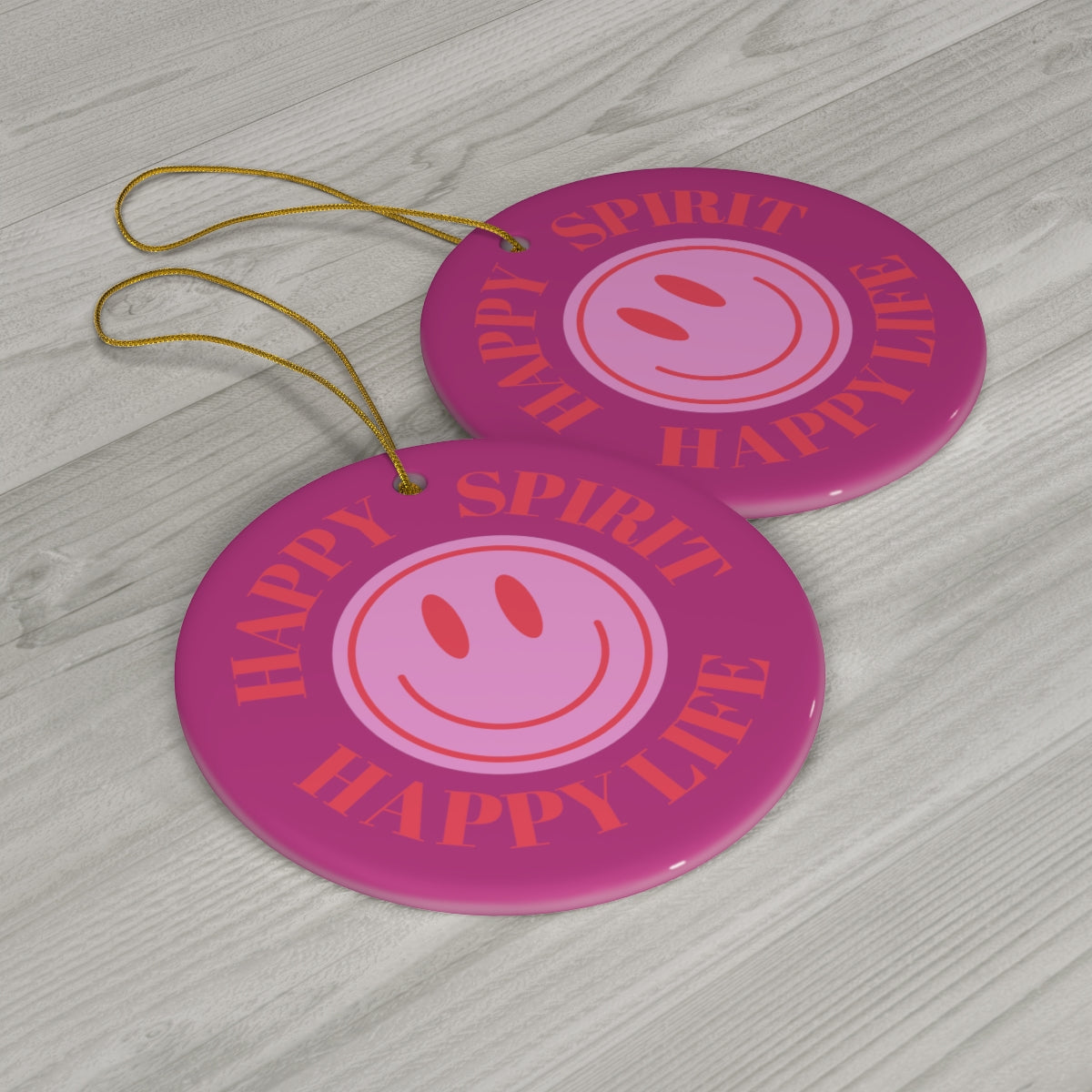 Holiday Ornament Happy Spirit Happy Life, Happiness Ornament, Modern Ornament, Smile Decoration, VSCO, Tumblr, Pink Smile, Retro Christmas