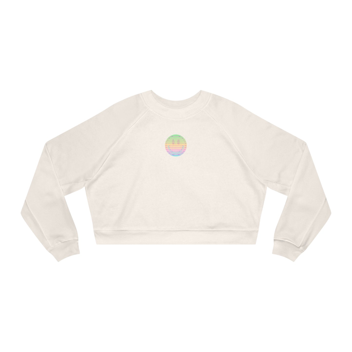 Aesthetic Cropped Sweatshirt, Smile Face Crop Top, Happy Spirit Happy Life Sunset Smile Cropped Top, Women's Cropped Fleece Pullover