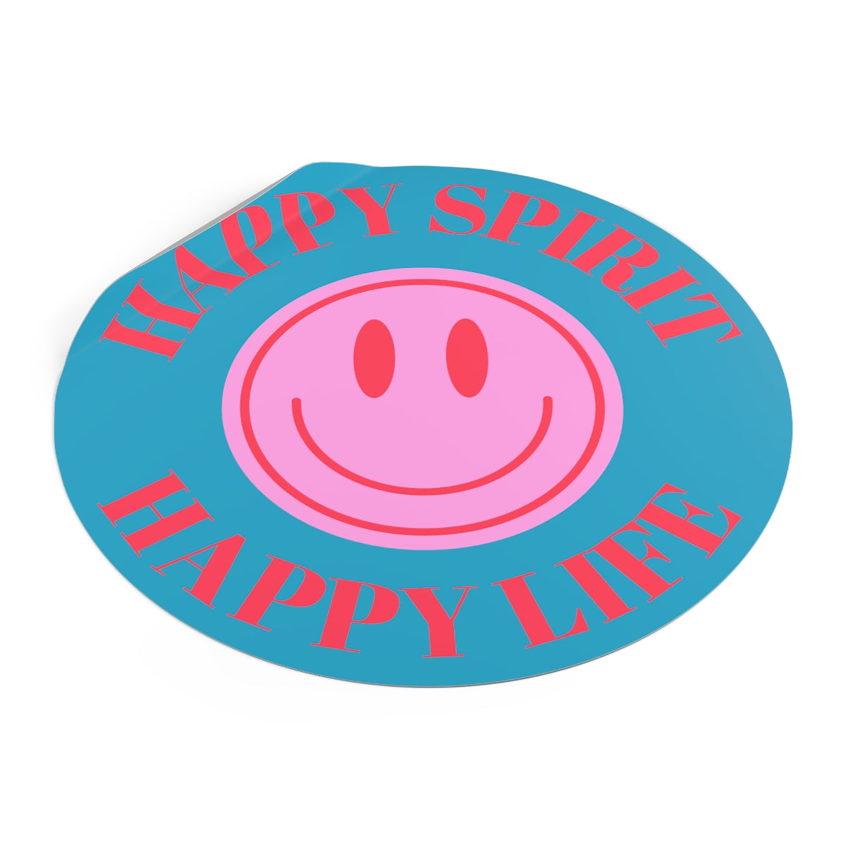Happy Spirit Happy Life Round Vinyl Stickers, UV Smiley Stickers, Smile Sticker, Tumblr Retro Smile, VSCO Girl, Computer, Skateboard