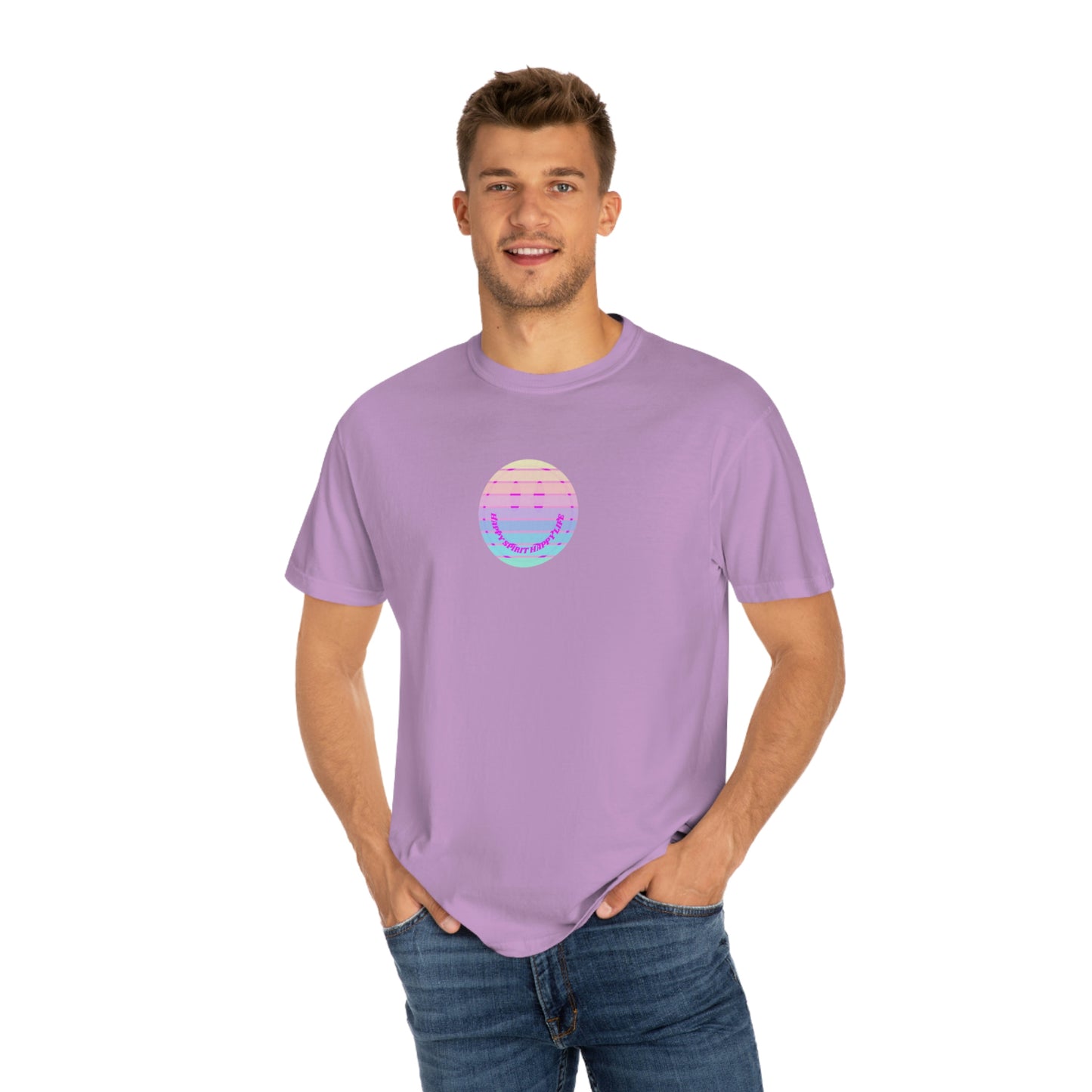Aesthetic Retro Smile Lilac Tshirt, Happy Spirit Happy Mind, Aesthetic t shirt, Graphic Tumblr Tshirt, Trendy Oversized Vintage Style