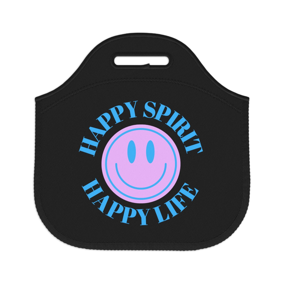Happy Spirit Happy Life Lunch Bag, White Purple Lavender Happy Mind Neoprene Lunch Bag, Smile Travel Cooler, VSCO Girl, Tumblr Aesthetic