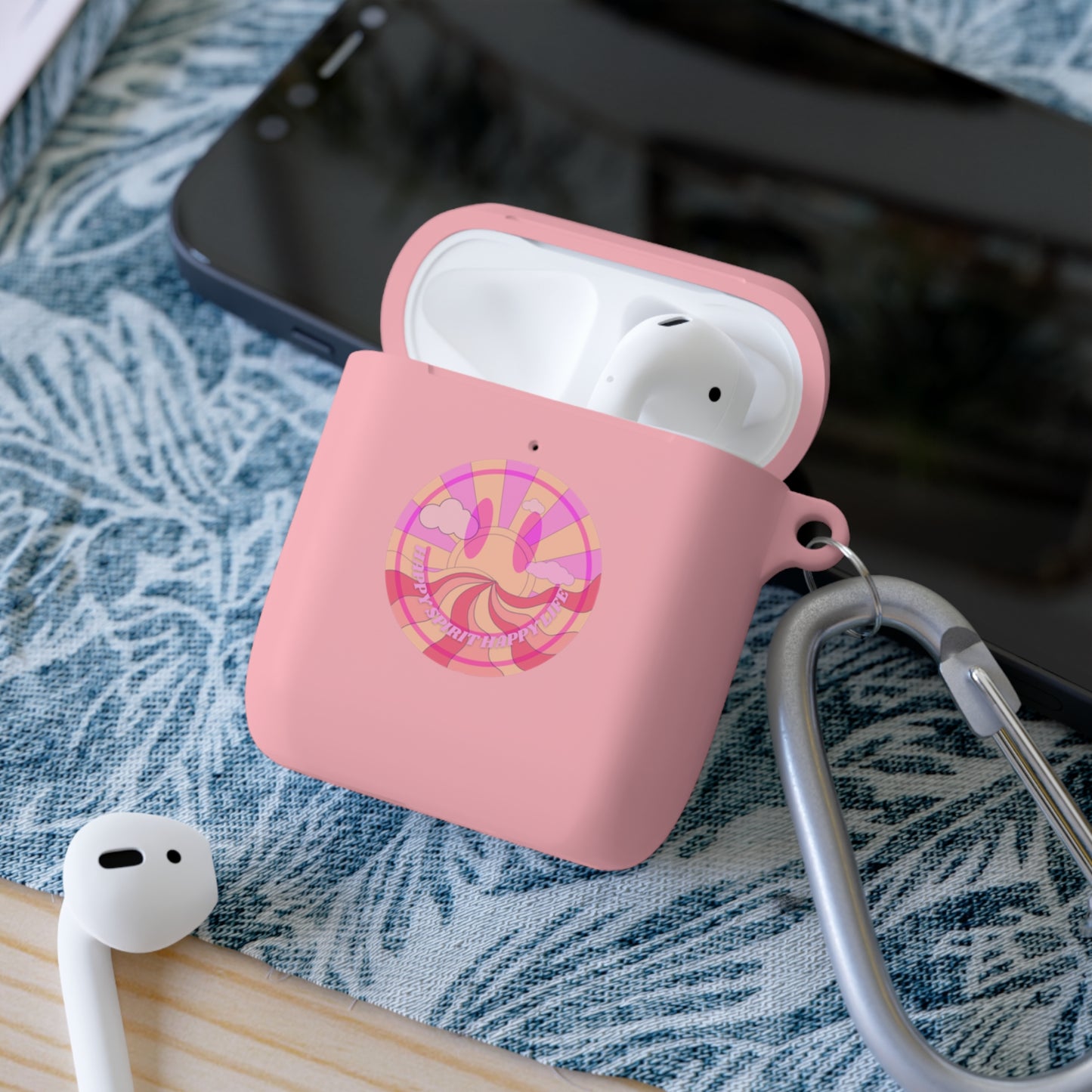 Happy Spirit Happy Life AirPods and AirPods Pro Case Cover, AirPods and AirPods Pro Case Cover, VSCO girl, Aesthetic Smile Protector