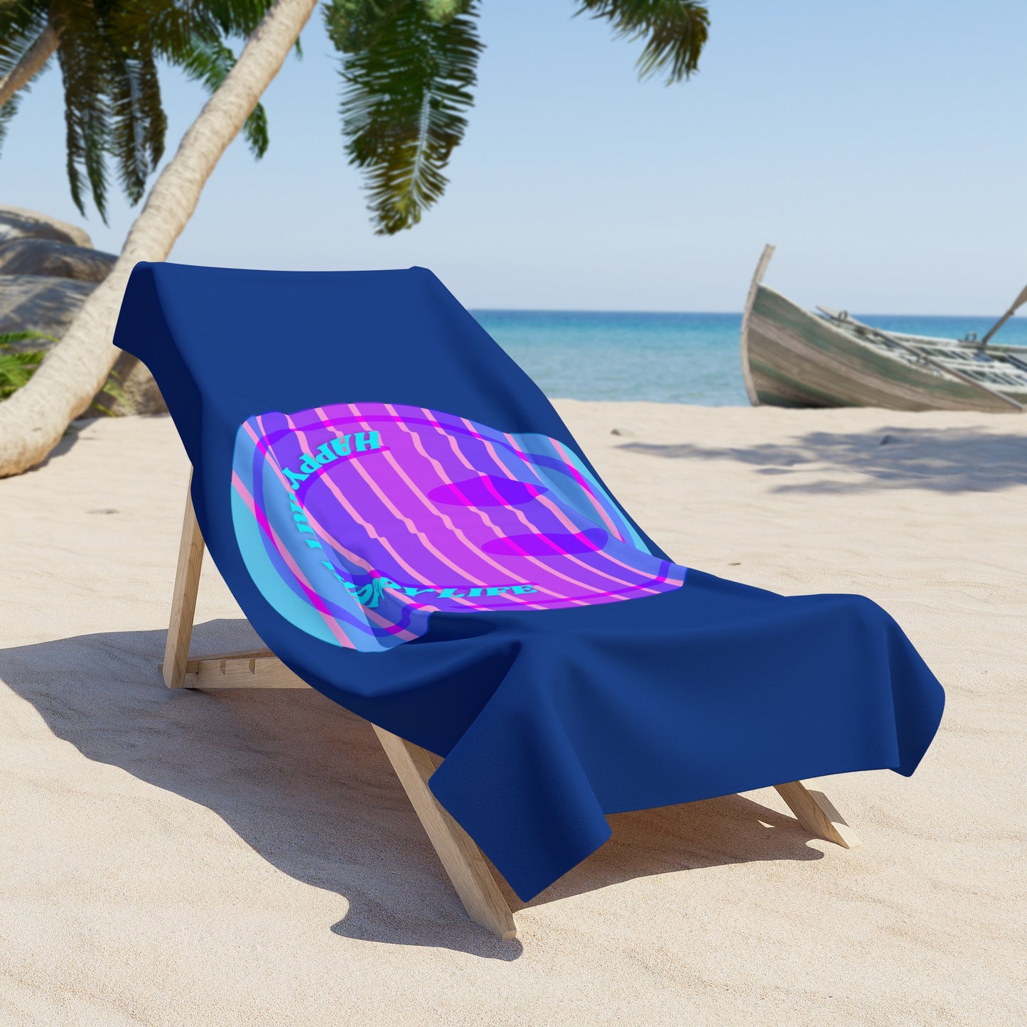 Aesthetic Smile Beach Towel, Happy Spirit Happy Life Towel, Sunset Smile Towel, Trendy Neon Ombre Towel, Summer Towel, Mental Health Towel