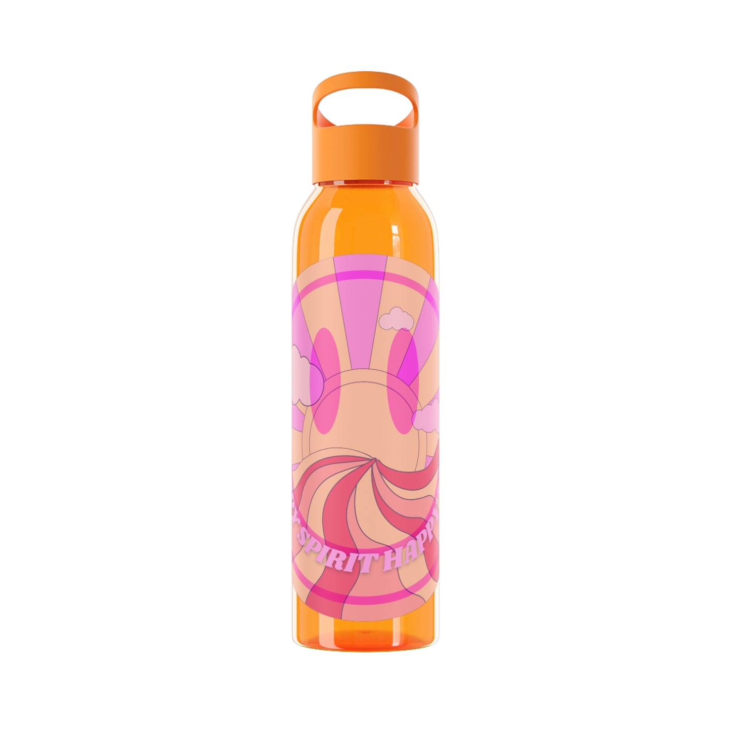 Aesthetic Happy Spirit Happy Life Water Bottle, Aesthetic Pink Bottle, Smile Face, Trendy Tumblr Bottle, Happy Mind Tumbler, BPA Fre