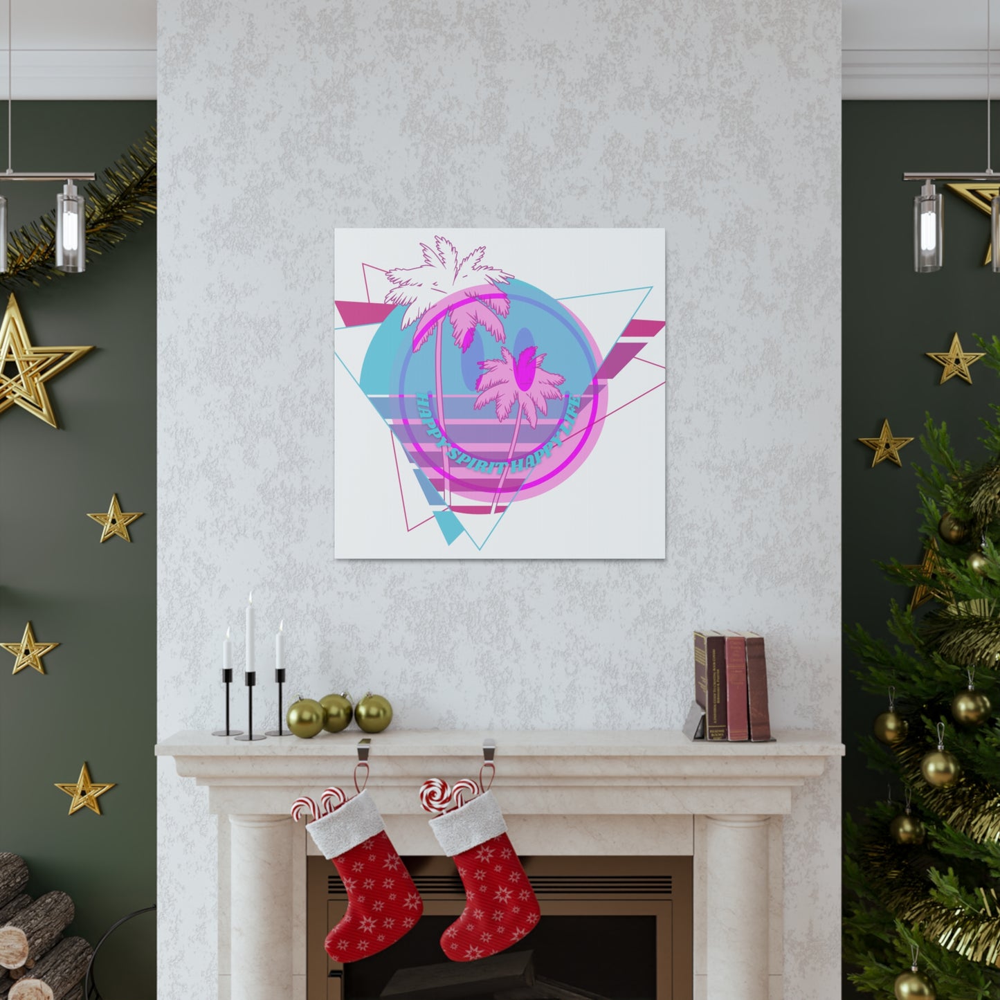 Smile Face Wall Art, Aesthetic Smile Face Gallery Canvas Wrap, Sunset Wall Art, Bedroom Wall Art, Pink Smile Decoration, Home Decoration