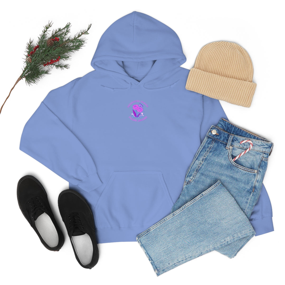 Beautiful Glows from Within Purple Flower Hoodie, Aesthetic Oversized Hoodie, Front Back Print Trendy Sweatshirt, Beach Lake Cover Up