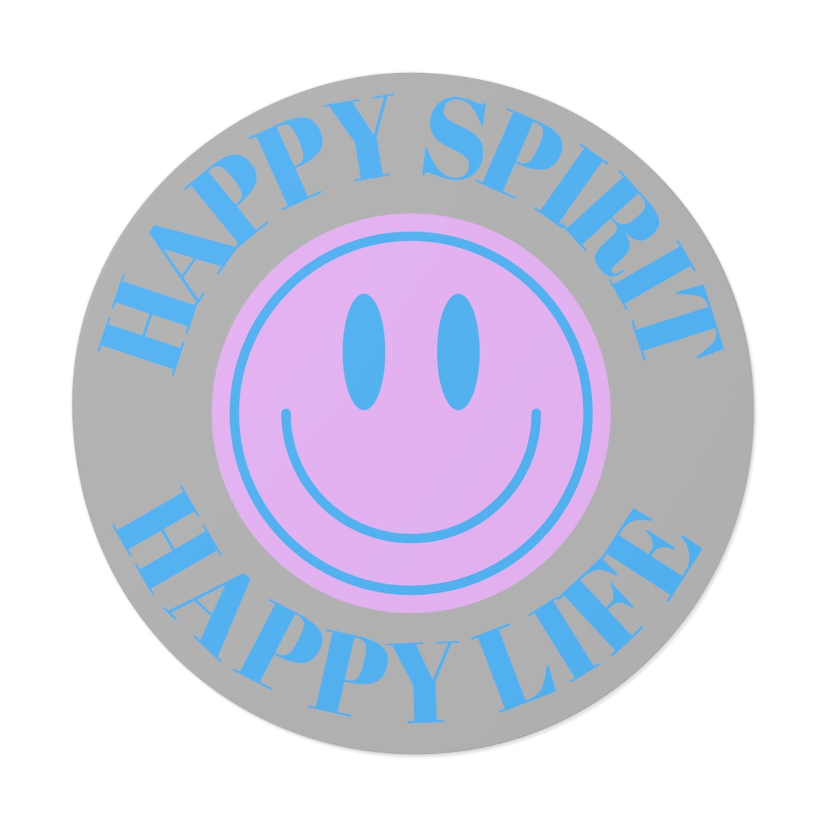 Happy Spirit Happy Life Round Vinyl Stickers, UV Smiley Stickers, Smile Sticker, Tumblr Retro Smile, VSCO Girl, Computer, Skateboard
