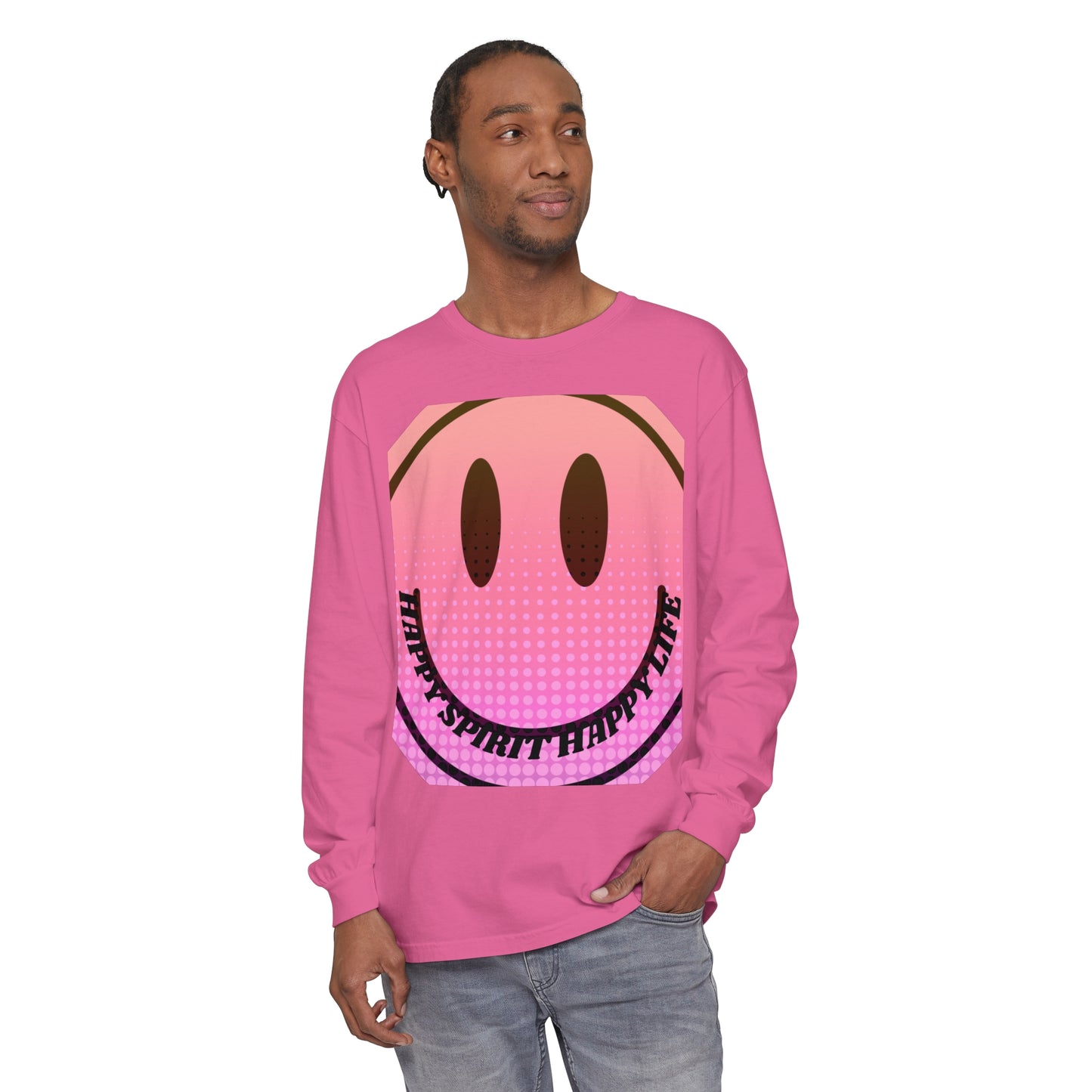 Aesthetic Long Sleeve Shirt, Smile Face Y2K Retro Shirt, 80's Style Smile Graphic, Comfort Colors Unisex Garment-dyed Long Sleeve T-Shirt