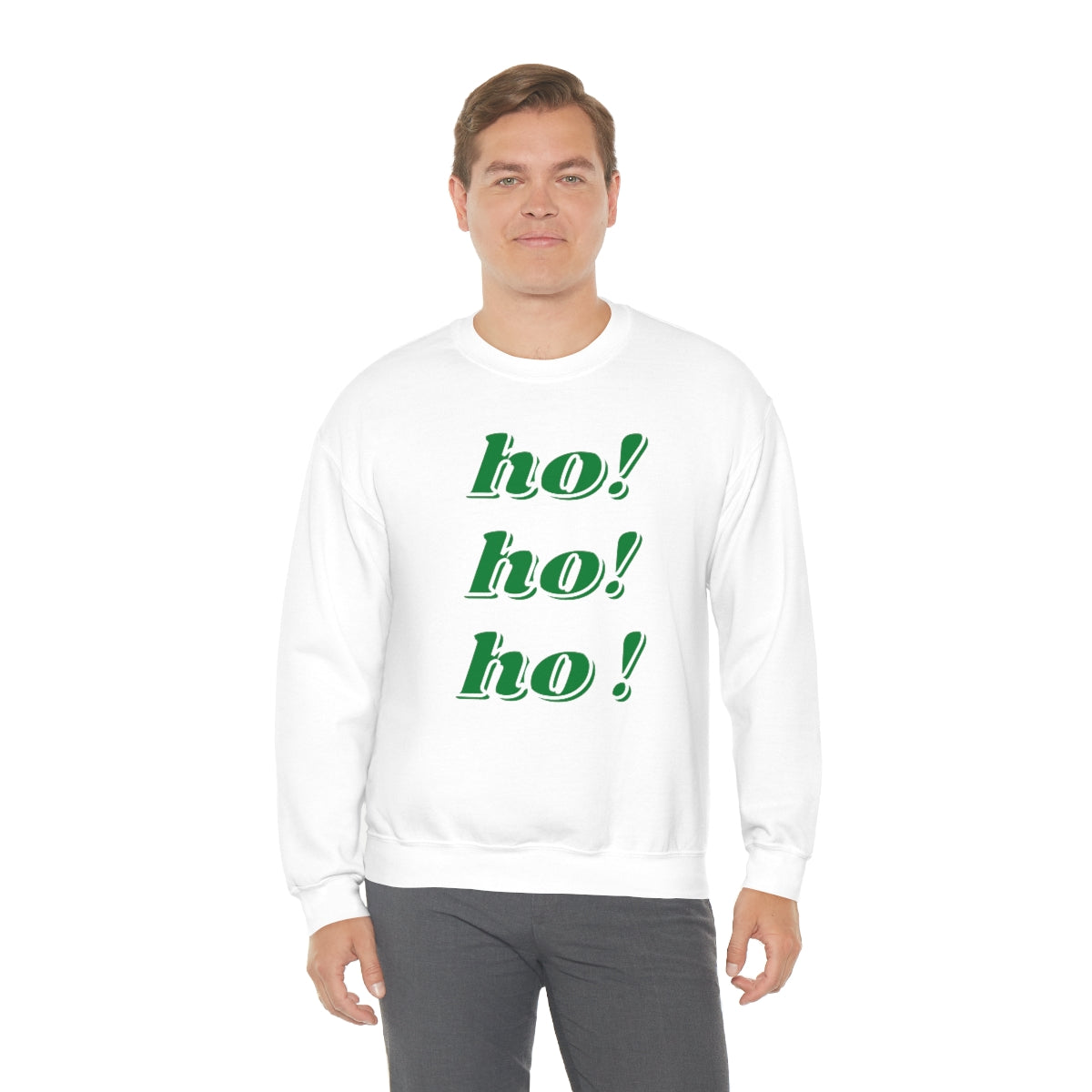 Ho Ho Ho Sweatshirt, Christmas Minimalist Top, Santa Claus Sweatshirt Xmas, Trendy Retro Font Holiday Unisex Heavy Blend Crewneck Sweatshirt