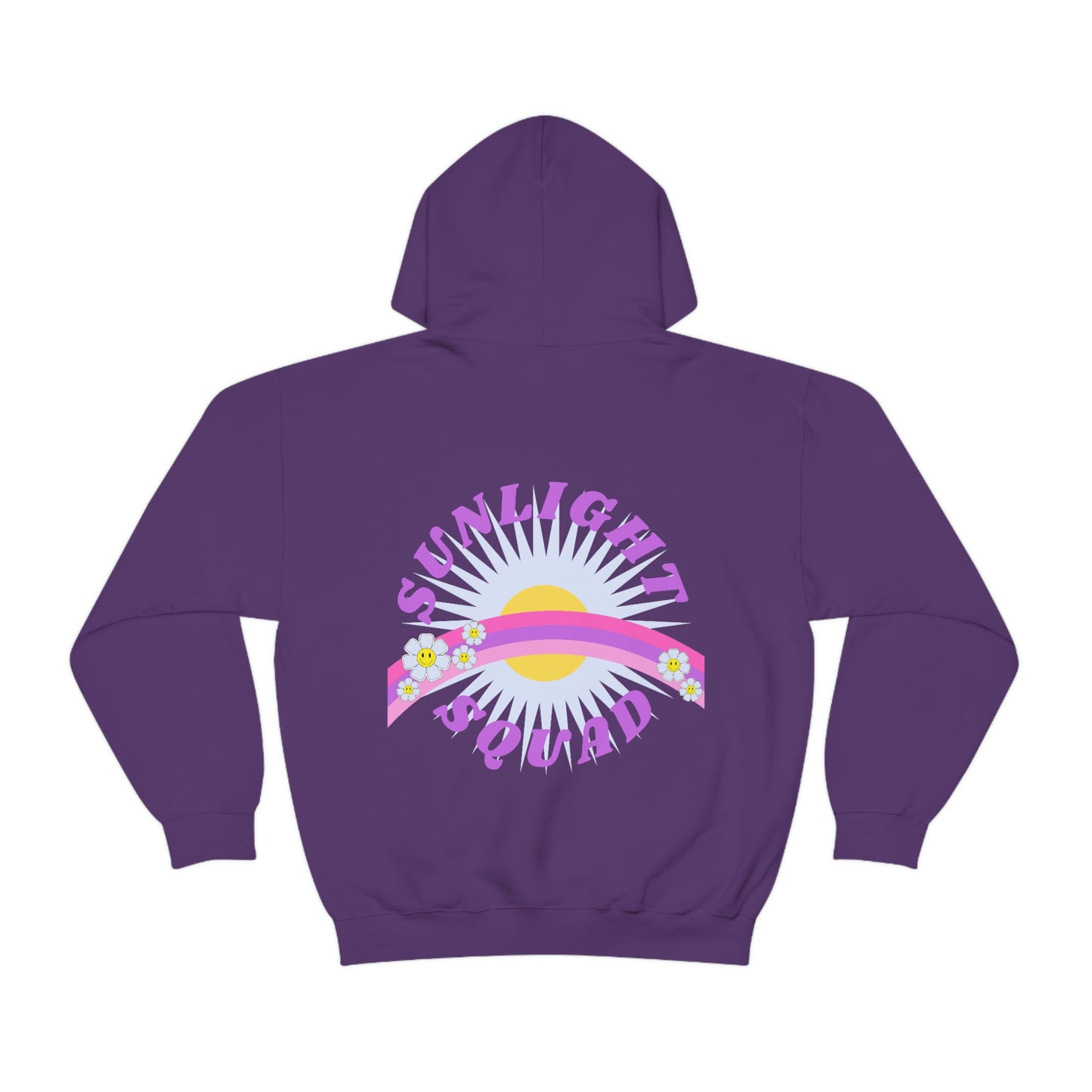 Retro Smile Flower Pink Purple Lavender Lilac Hoodie, Sunlight Squad Sweatshirt, Back Graphic Hoodie, VSCO Girl Oversized Trendy Tumblr Top