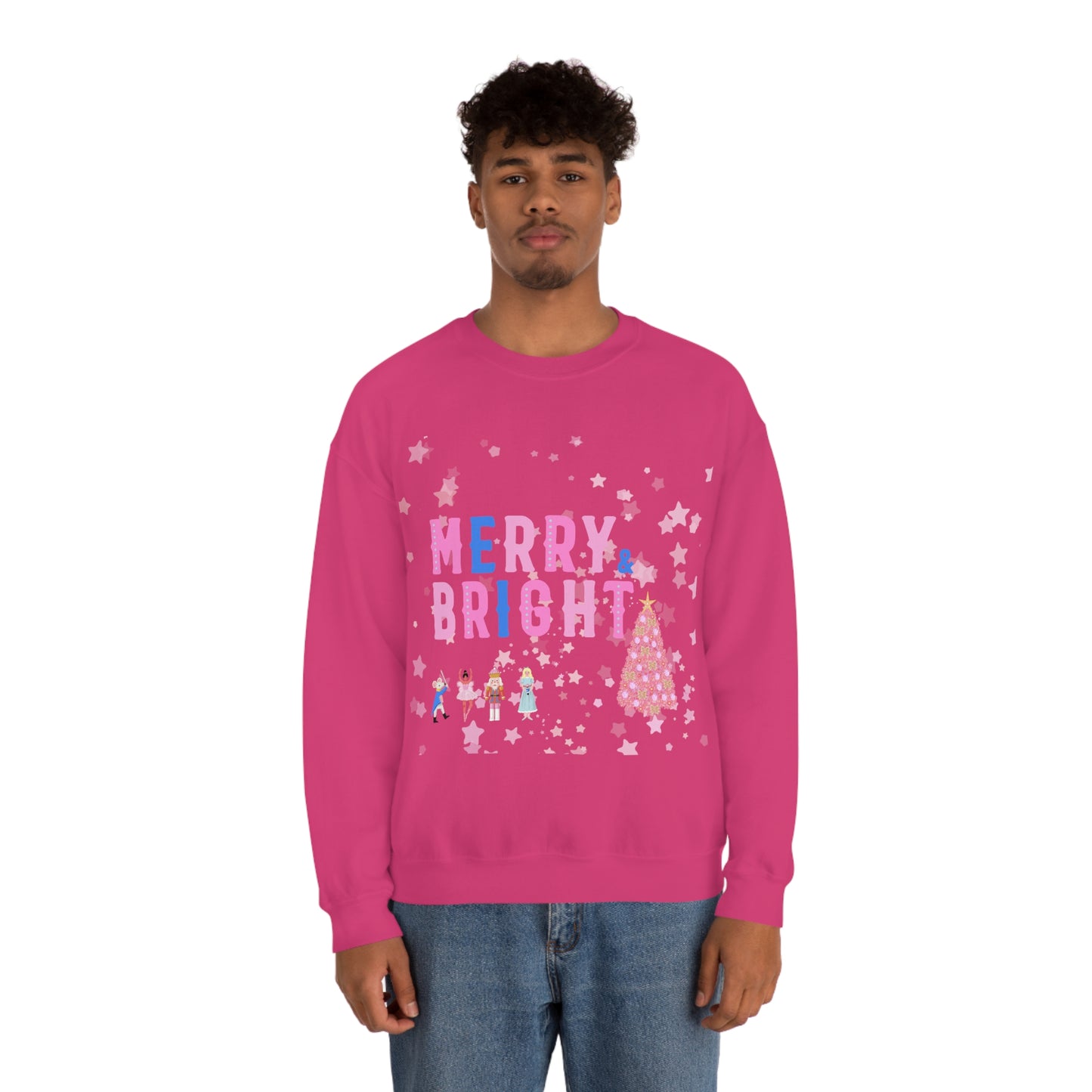 Pink Nutcracker Merry and Bright Minimalist Sweatshirt, Blue Nutcracker Sweatshirt, Trendy Christmas Sweatshirt, Pastel Xmas Crewneck