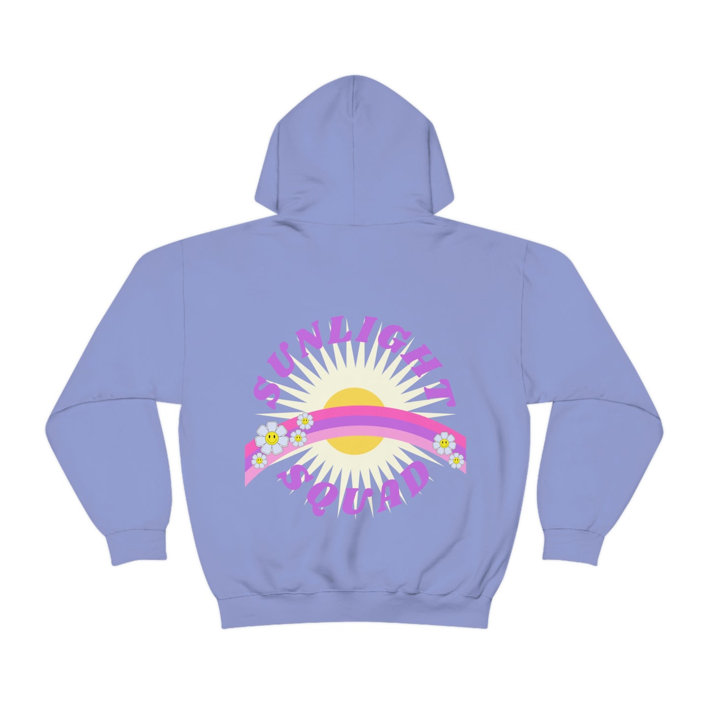 Retro Smile Flower Pink Purple Lavender Lilac Hoodie, Sunlight Squad Sweatshirt, Back Graphic Hoodie, VSCO Girl Oversized Trendy Tumblr Top