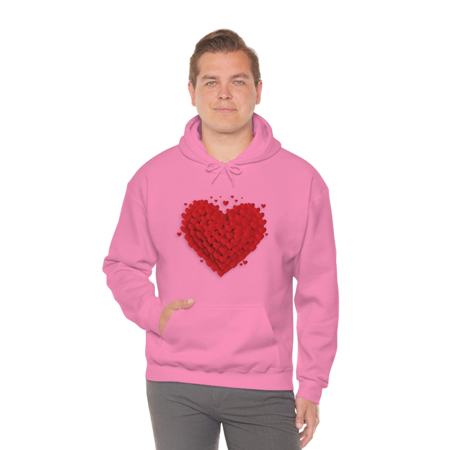 Love 3D Hearts Hoodie Sweatshirt, Pile of Hearts Love Hoodie, Valentine's Pink and Red Hoodie Pastel Pink Lavender and Mint Hoodie