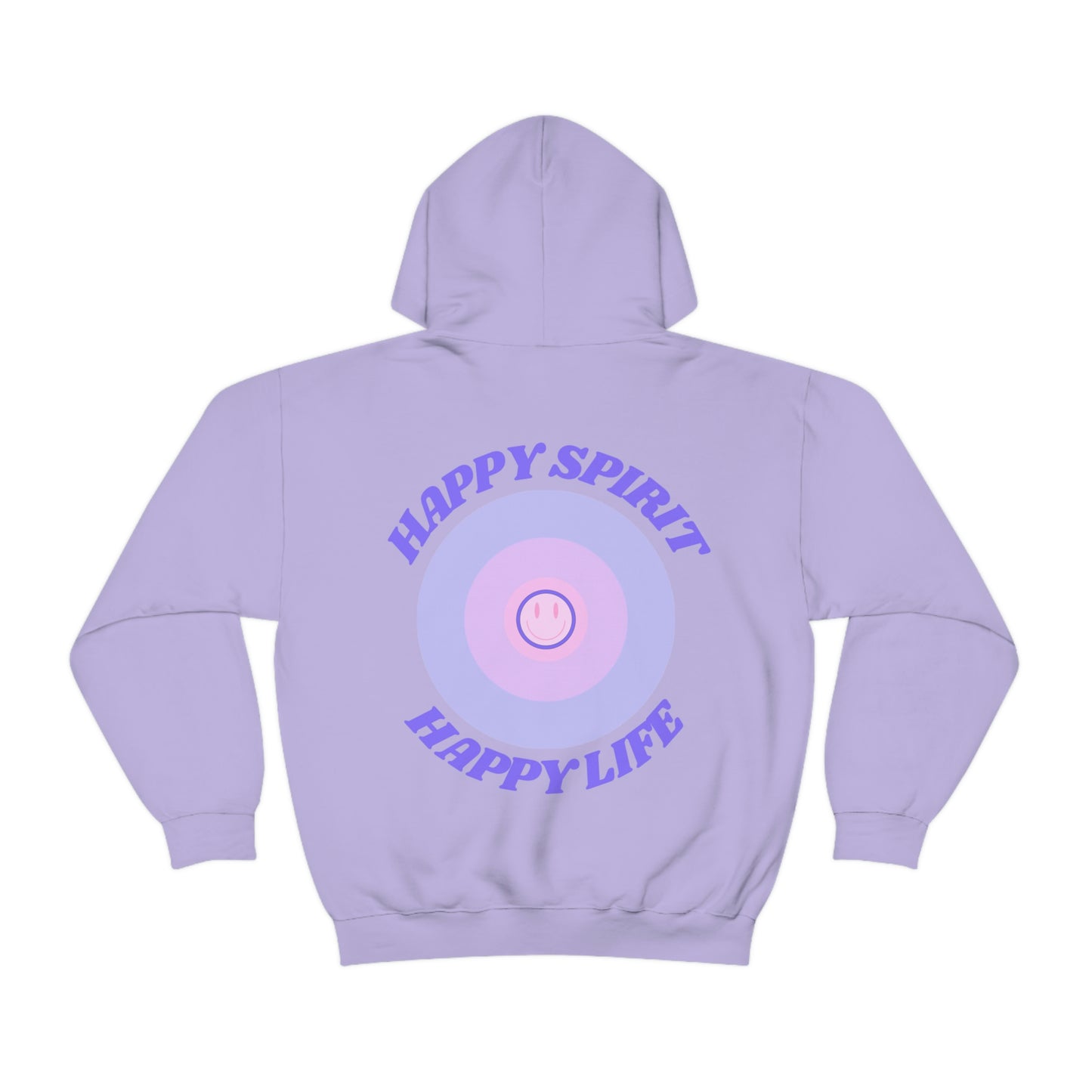Retro Happy Spirit Happy Life Lavender Lilac Pink Smile Graphic Hoodie, VSCO Girl Sweatshirt, Tumblr Hoodie, Oversized Trendy Back Print Top
