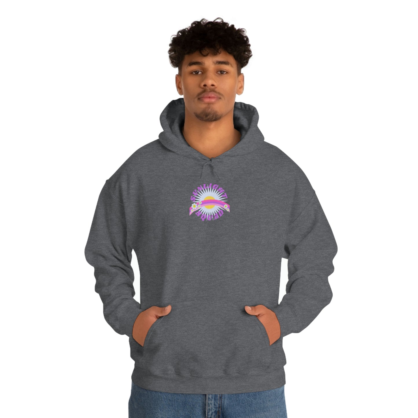 Retro Smile Flower Pink Purple Lavender Lilac Hoodie, Sunlight Squad Sweatshirt, Back Graphic Hoodie, VSCO Girl Oversized Trendy Tumblr Top
