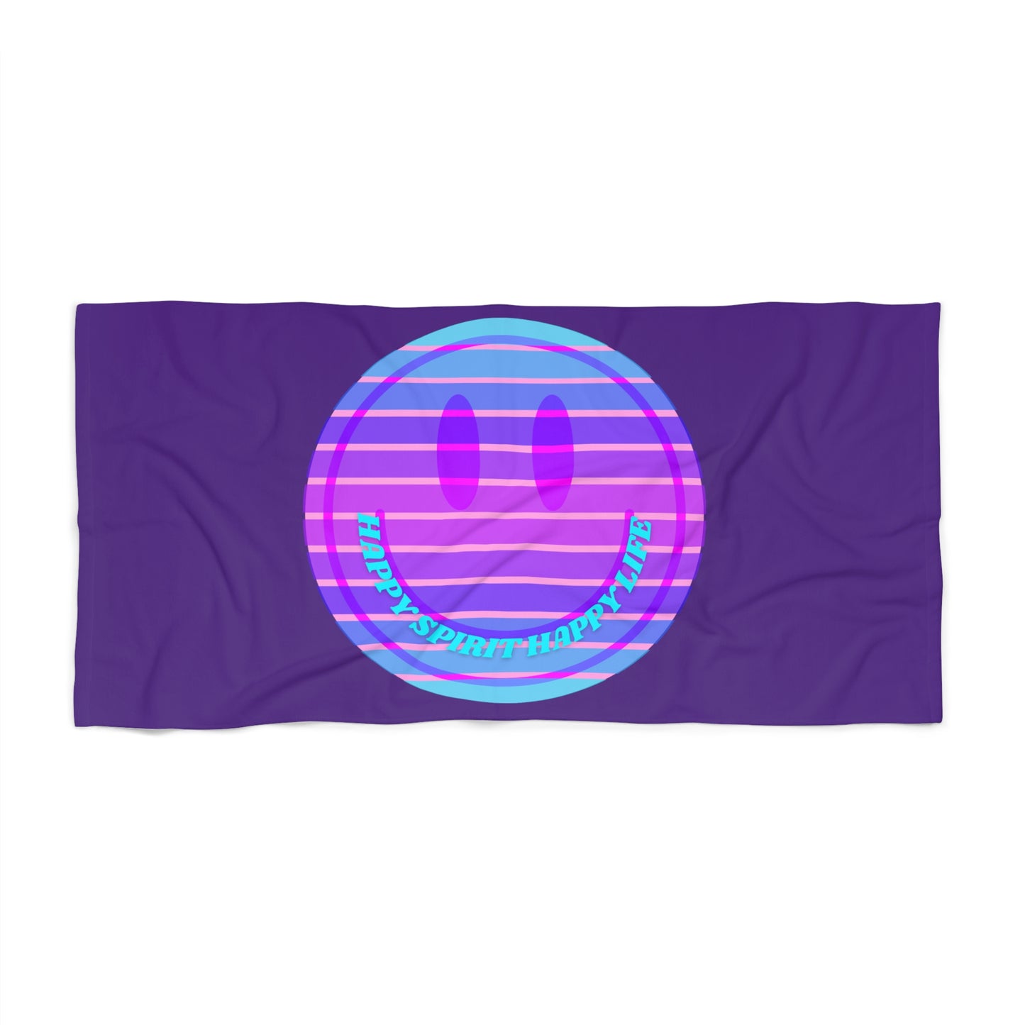 Aesthetic Smile Beach Towel, Happy Spirit Happy Life Towel, Sunset Smile Towel, Trendy Neon Ombre Towel, Summer Towel, Mental Health Towel