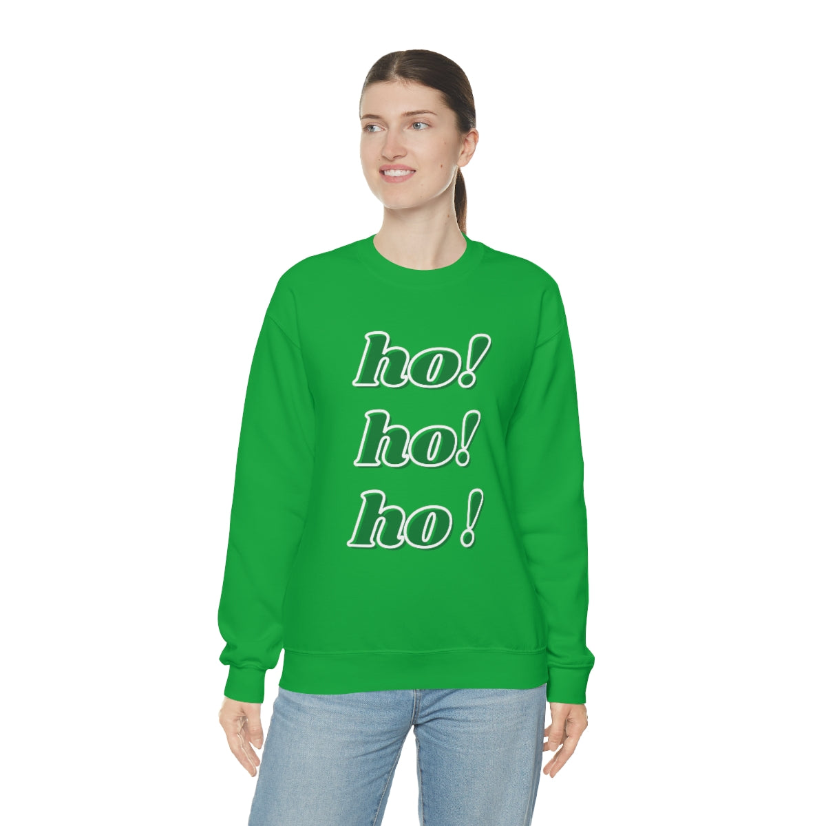 Ho Ho Ho Sweatshirt, Christmas Minimalist Top, Santa Claus Sweatshirt Xmas, Trendy Retro Font Holiday Unisex Heavy Blend Crewneck Sweatshirt