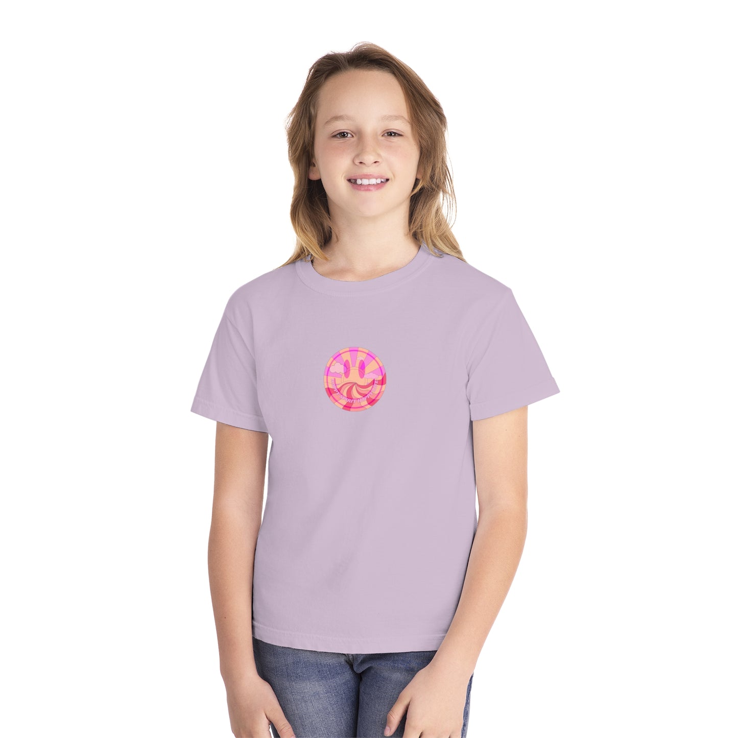 Kids Retro Smile T shirt, Youth Happy Spirit Happy Mind, Aesthetic t shirt, Graphic tee, Tumblr Tshirt, Trendy Oversized Comfort Colors Tee
