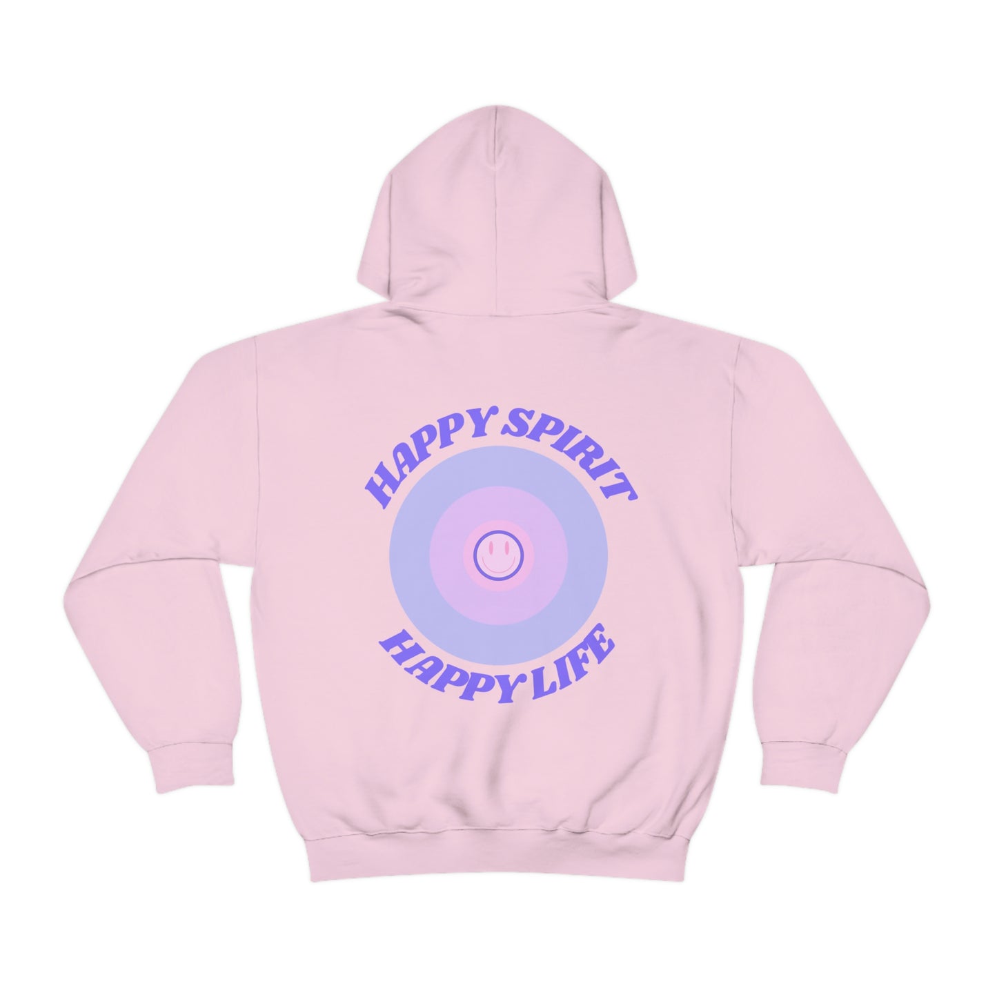 Retro Happy Spirit Happy Life Lavender Lilac Pink Smile Graphic Hoodie, VSCO Girl Sweatshirt, Tumblr Hoodie, Oversized Trendy Back Print Top