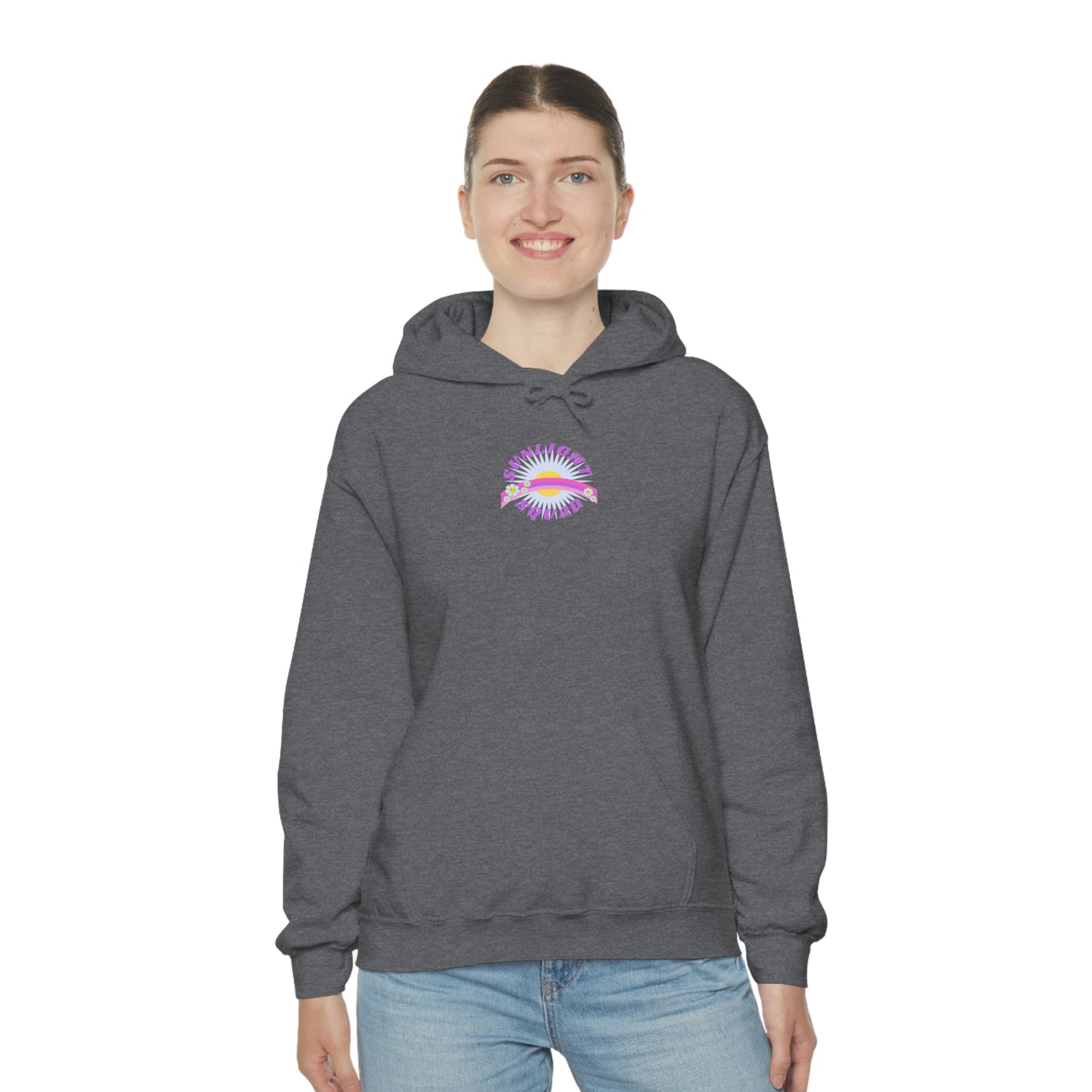 Retro Smile Flower Pink Purple Lavender Lilac Hoodie, Sunlight Squad Sweatshirt, Back Graphic Hoodie, VSCO Girl Oversized Trendy Tumblr Top