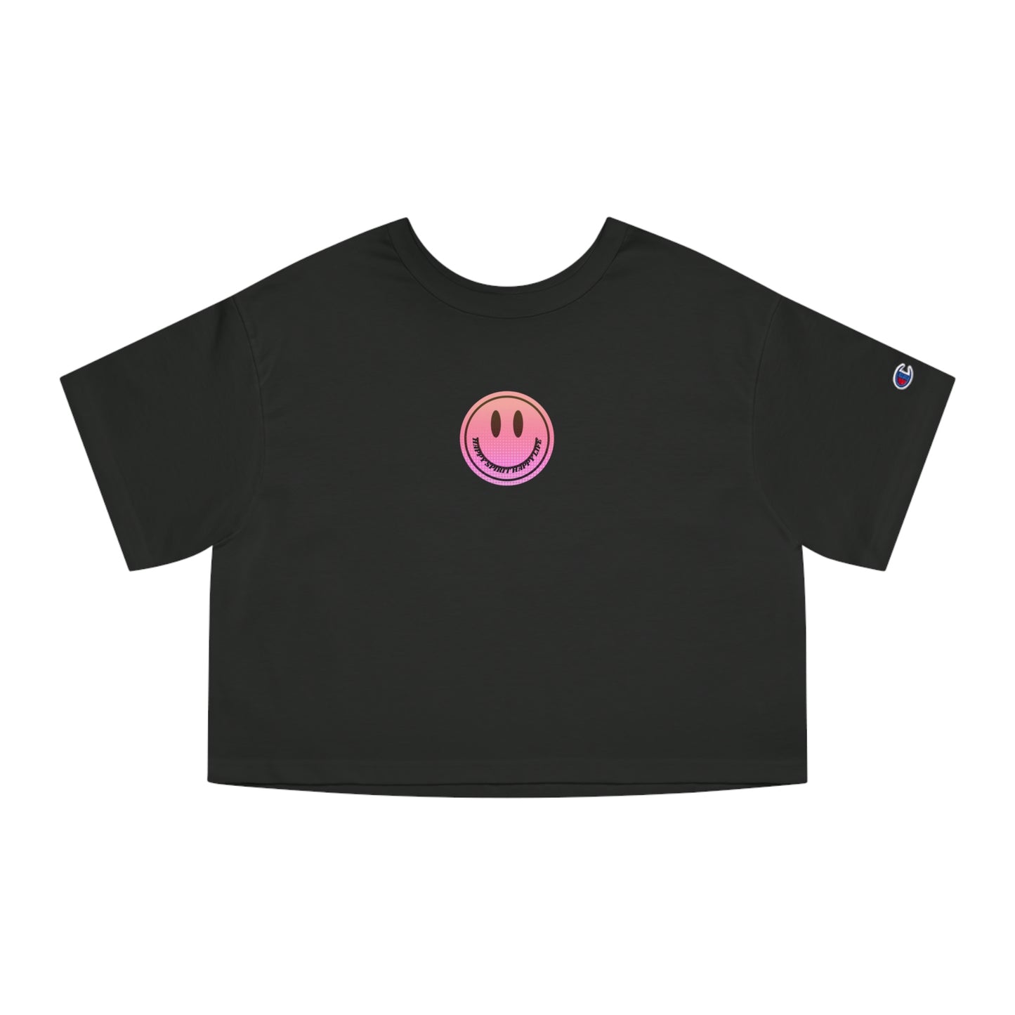 Aesthetic Smile Face Crop Shirt, Happy Spirit Happy Life Cropped Shirt, Smile Pink Sunset Ombre Champion Women's Heritage Cropped T-Shirt