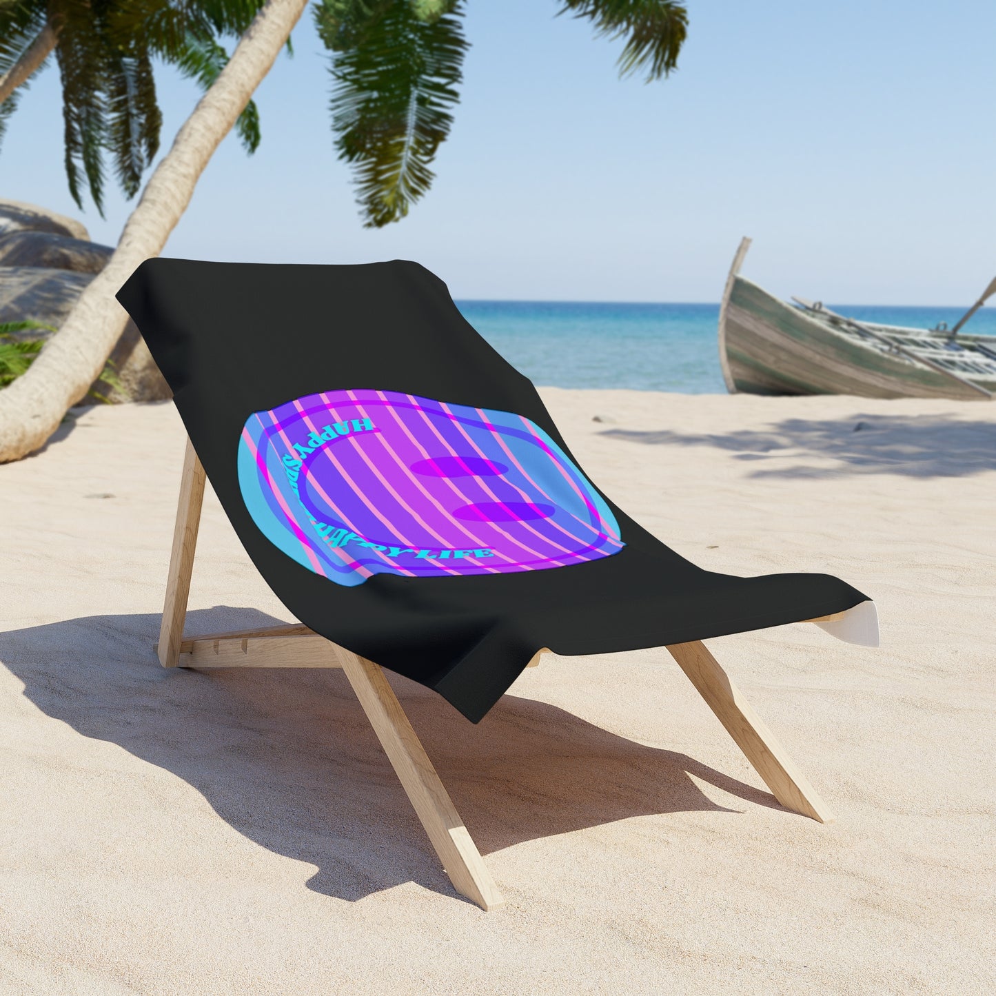 Aesthetic Smile Beach Towel, Happy Spirit Happy Life Towel, Sunset Smile Towel, Trendy Neon Ombre Towel, Summer Towel, Mental Health Towel