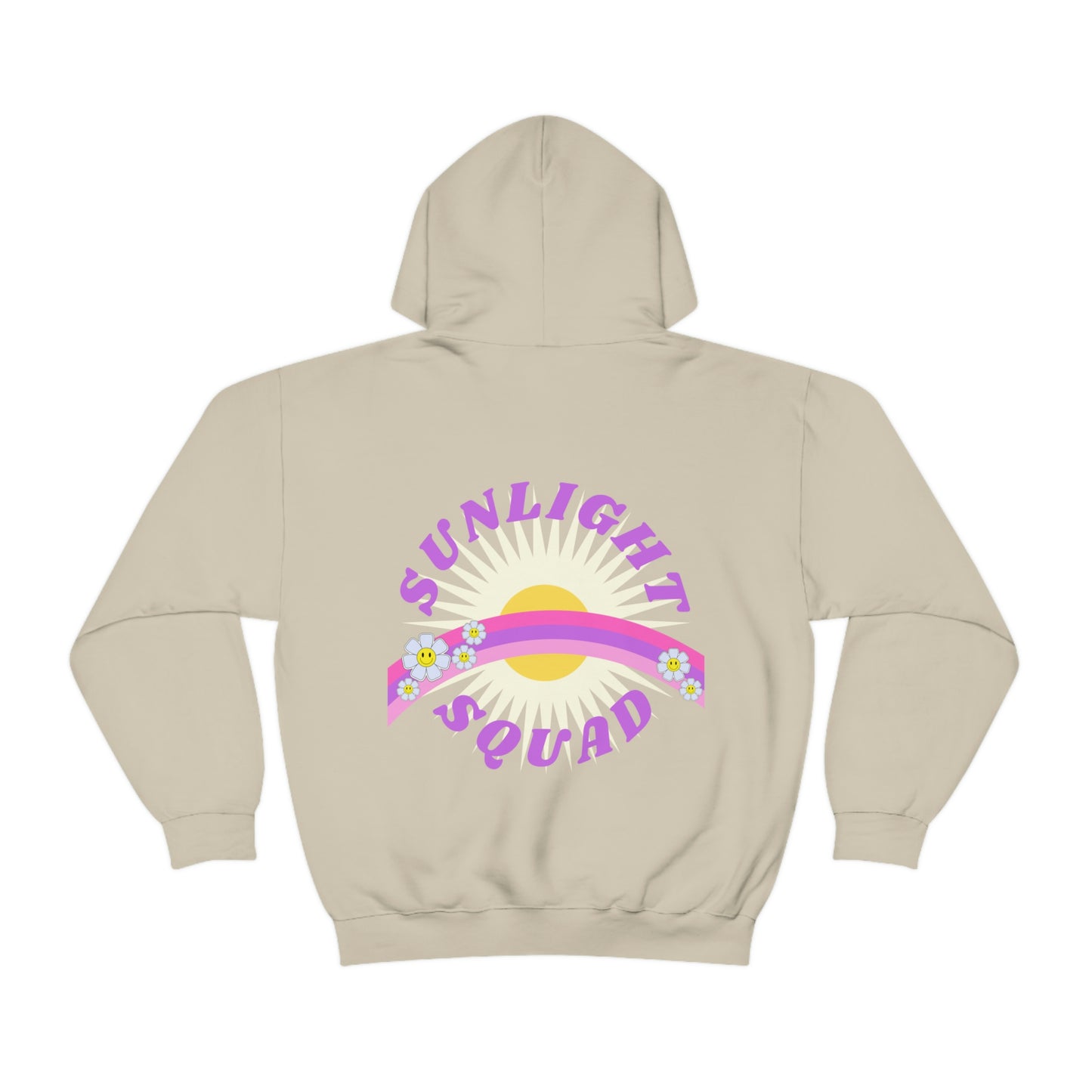 Retro Smile Flower Pink Purple Lavender Lilac Hoodie, Sunlight Squad Sweatshirt, Back Graphic Hoodie, VSCO Girl Oversized Trendy Tumblr Top