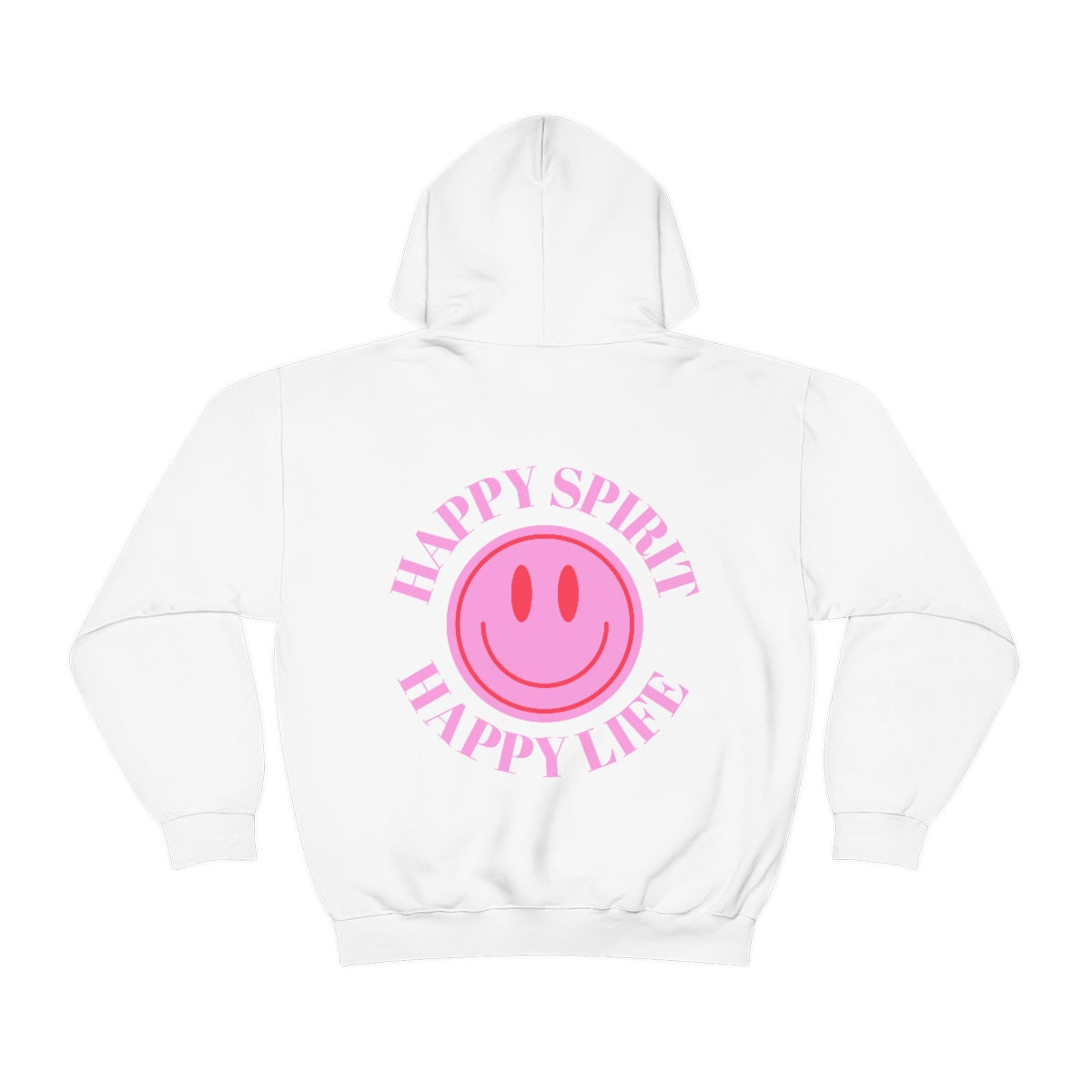 Happy Spirit Happy Life Sweatshirt, Pink Smile Lilac Hoodie, Oversized Hoodie, Front Back Print Trendy Sweatshirt, Beach Cover Up, Cover Up