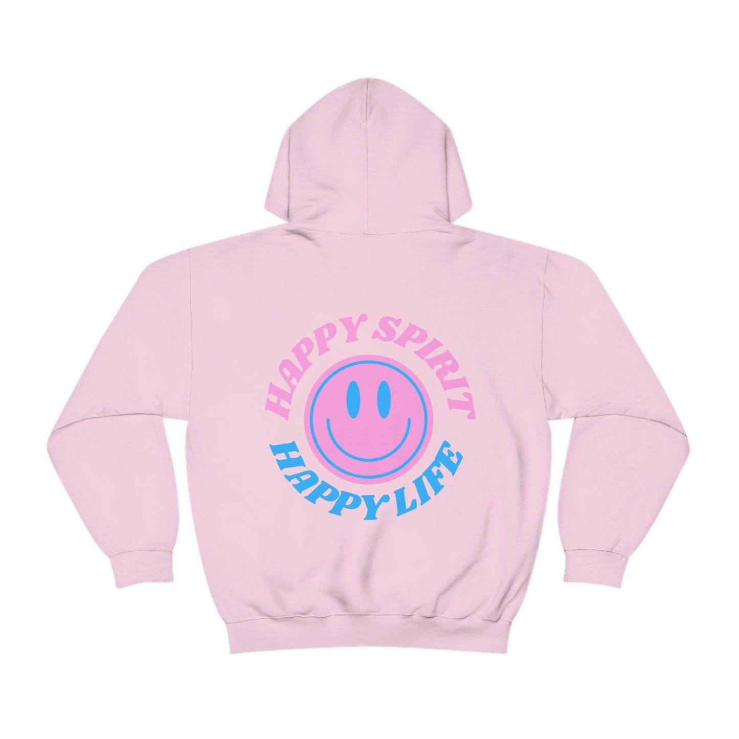 Happy Spirit Happy Life Sweatshirt, Gildan Retro Font Hoodie, Oversized Hoodie, Back Print Trendy Sweatshirt, Beach Cover Up, Lake Cover Up