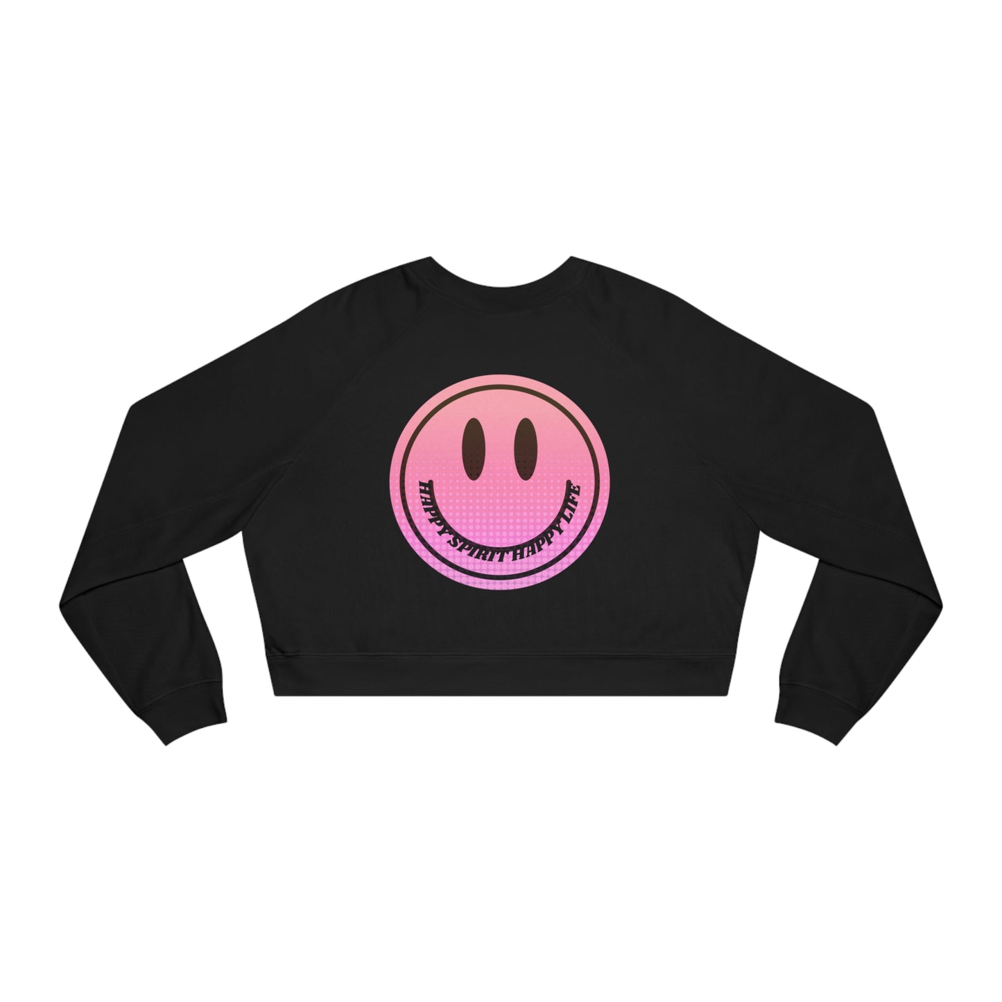 Aesthetic Cropped Sweatshirt, Smile Face Crop Top, Happy Spirit Happy Life Sunset Smile Cropped Top, Women's Cropped Fleece Pullover