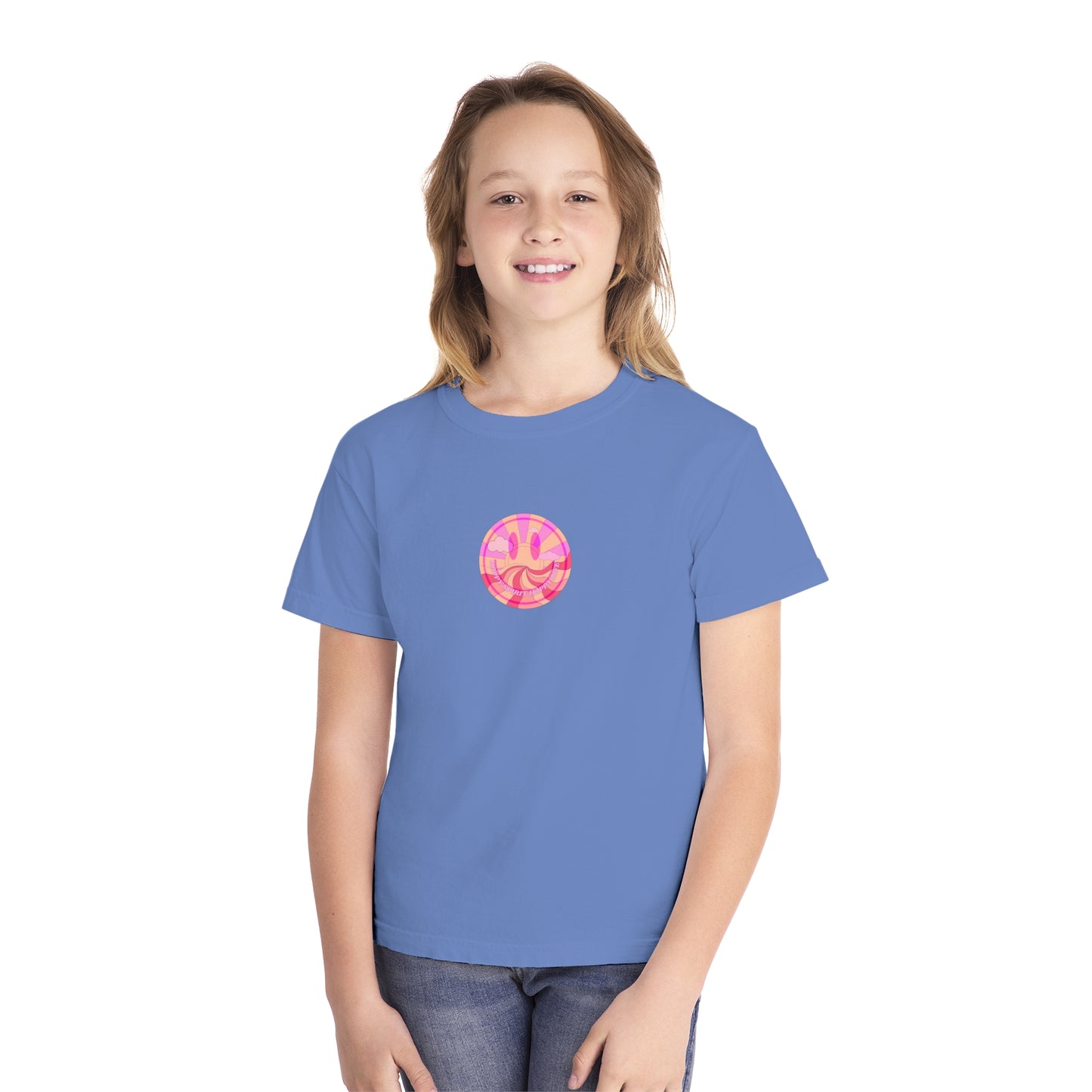 Kids Retro Smile T shirt, Youth Happy Spirit Happy Mind, Aesthetic t shirt, Graphic tee, Tumblr Tshirt, Trendy Oversized Comfort Colors Tee