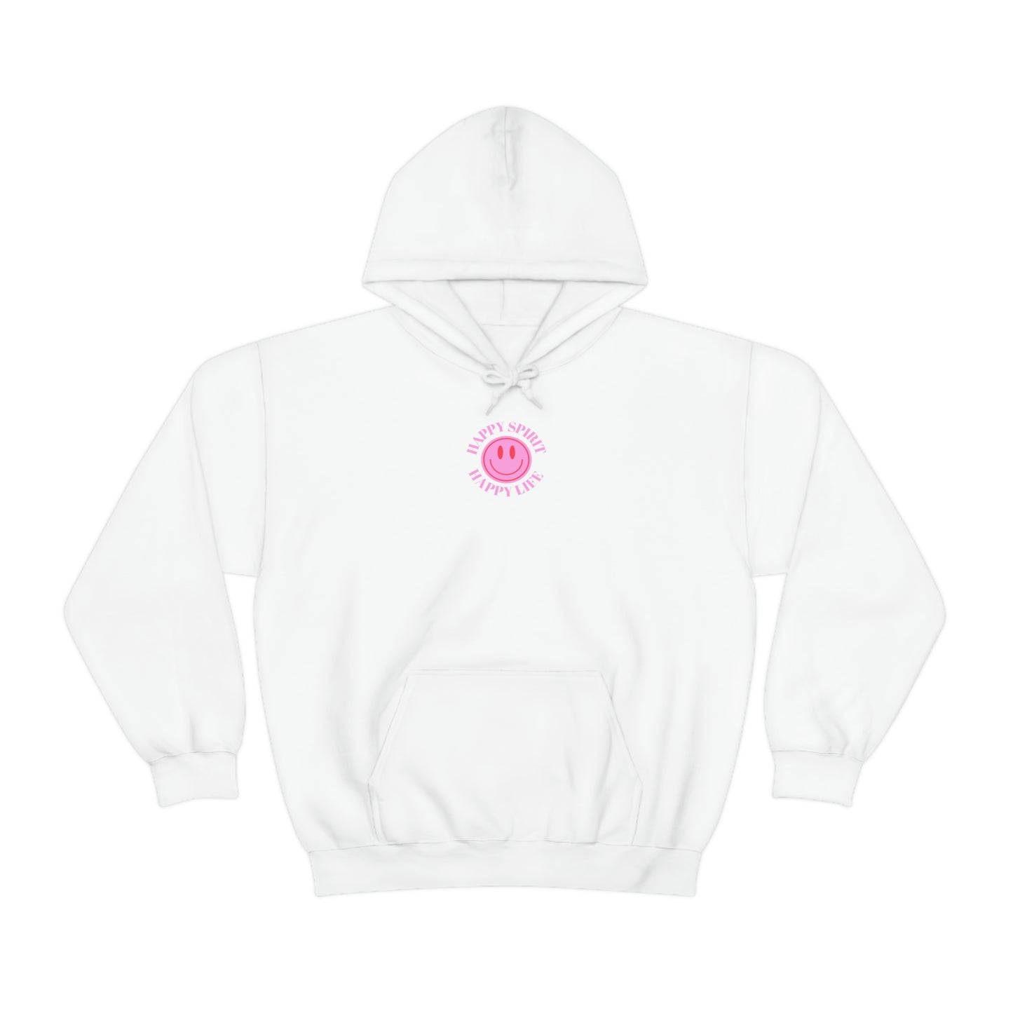 Happy Spirit Happy Life Sweatshirt, Pink Smile Lilac Hoodie, Oversized Hoodie, Front Back Print Trendy Sweatshirt, Beach Cover Up, Cover Up