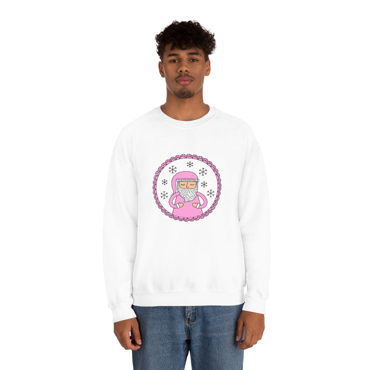 Pink Santa Claus Sweatshirt, Pink Santa Sweatshirt, Trendy Noel Minimalist Christmas Sweatshirt, Xmas Santa Crewneck Top, Pastel Holiday