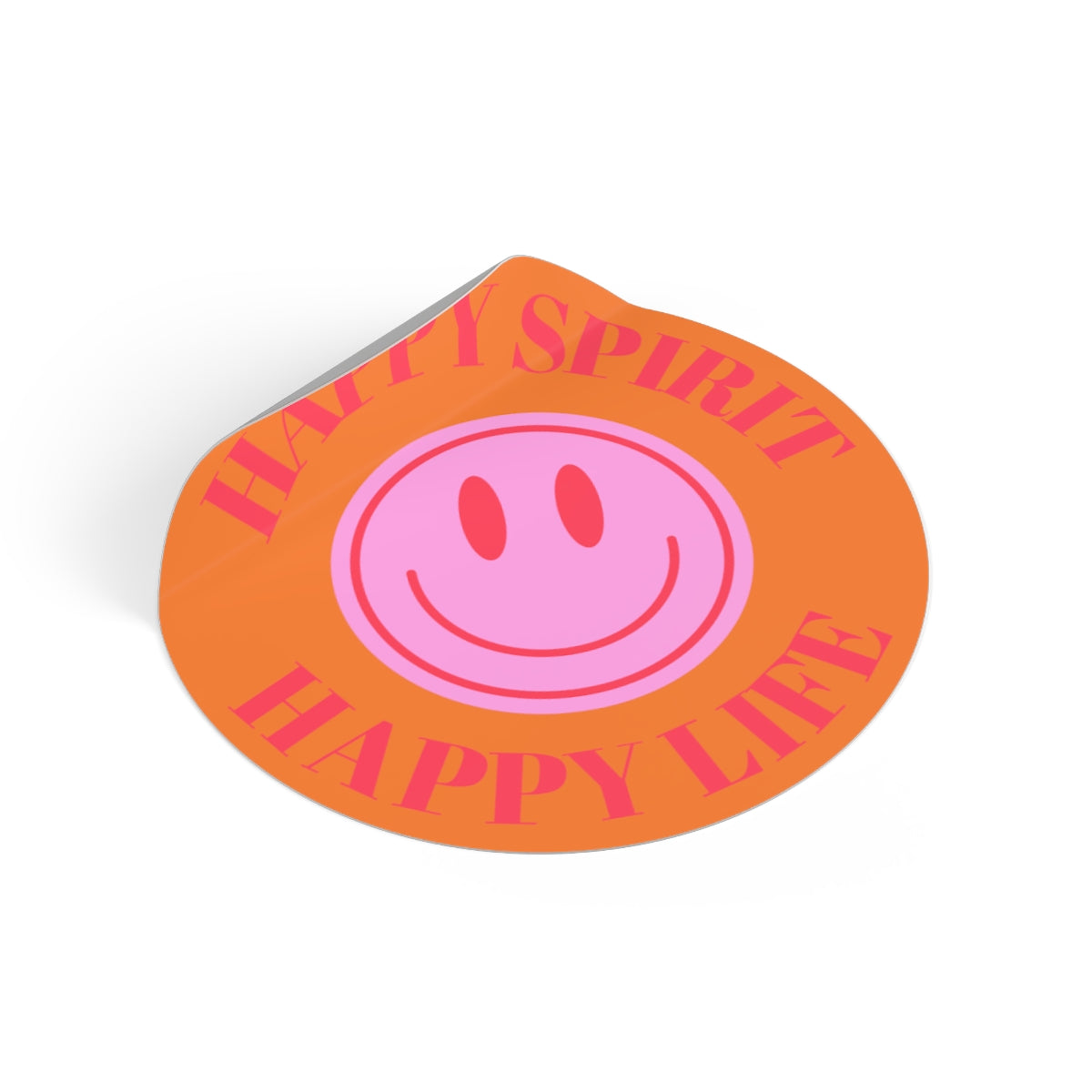 Happy Spirit Happy Life Round Vinyl Stickers, UV Smiley Stickers, Smile Sticker, Tumblr Retro Smile, VSCO Girl, Computer, Skateboard