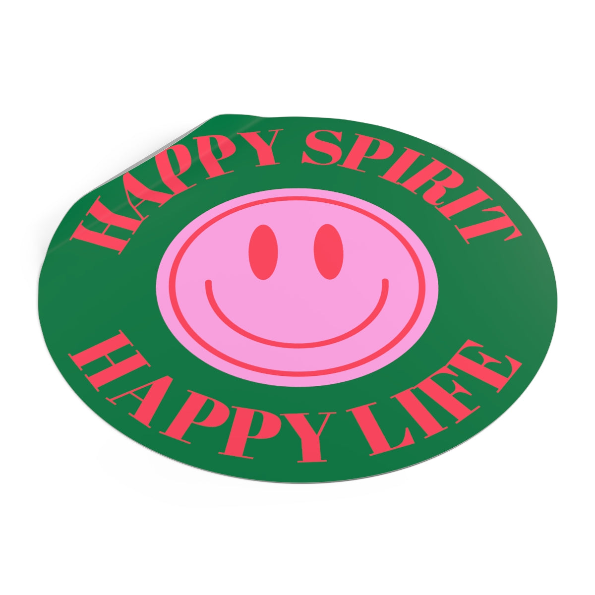 Happy Spirit Happy Life Round Vinyl Stickers, UV Smiley Stickers, Smile Sticker, Tumblr Retro Smile, VSCO Girl, Computer, Skateboard