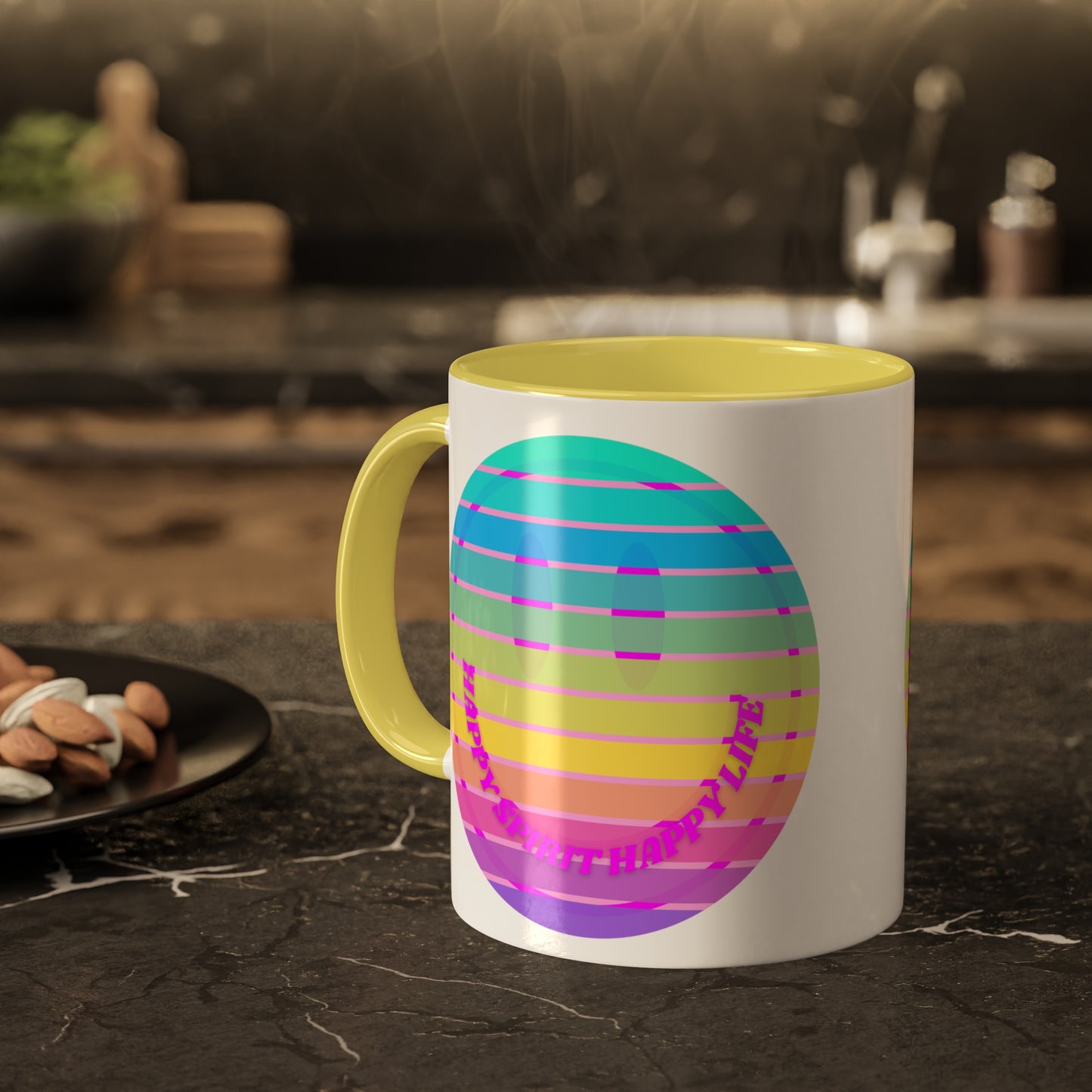 Retro Happy Spirit Happy Life Aesthetic Mug, Smile Face Mug, Trendy Coffee Mug, Tumblr Mug, Aesthetic Happy Life Gift, Aesthetic Mug