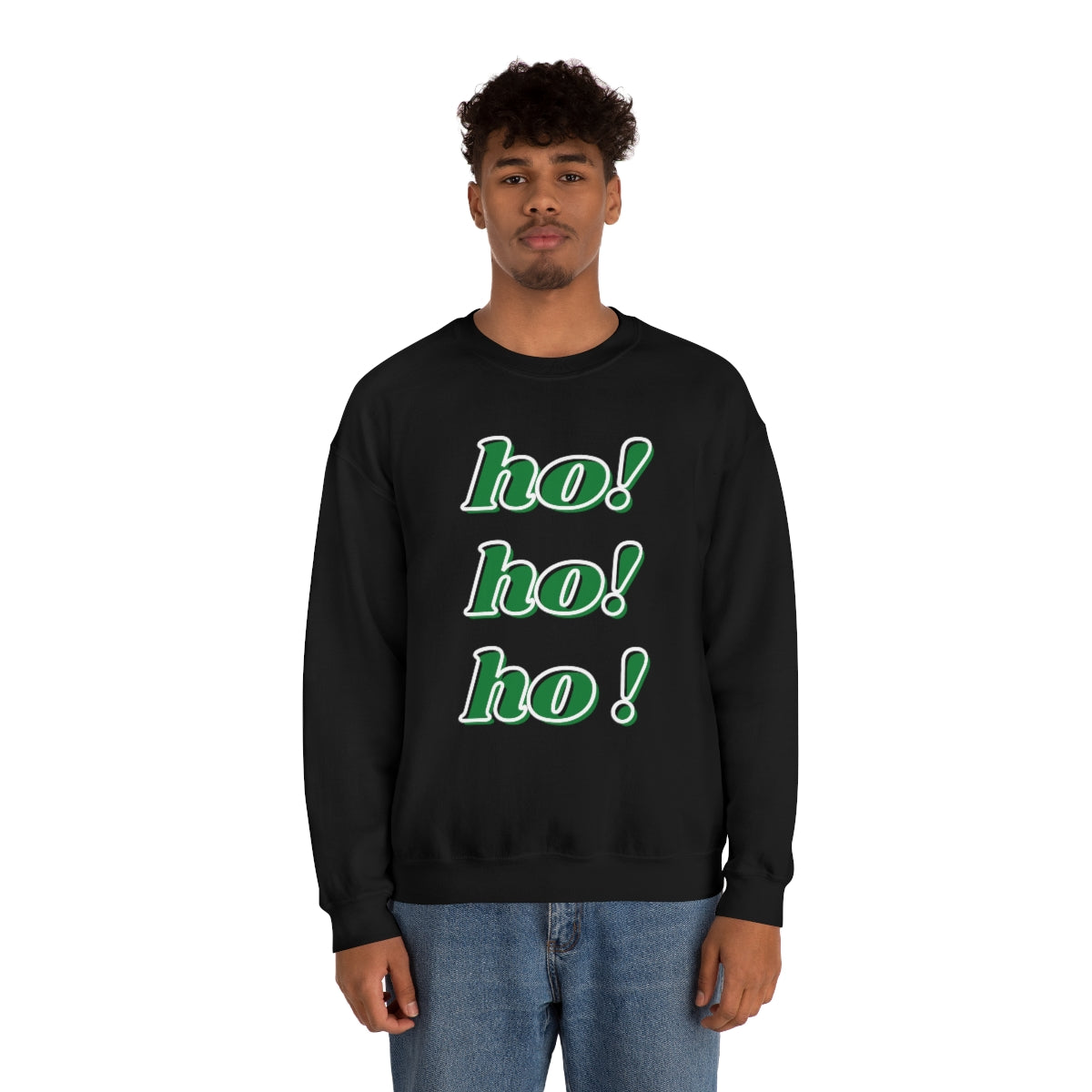 Ho Ho Ho Sweatshirt, Christmas Minimalist Top, Santa Claus Sweatshirt Xmas, Trendy Retro Font Holiday Unisex Heavy Blend Crewneck Sweatshirt