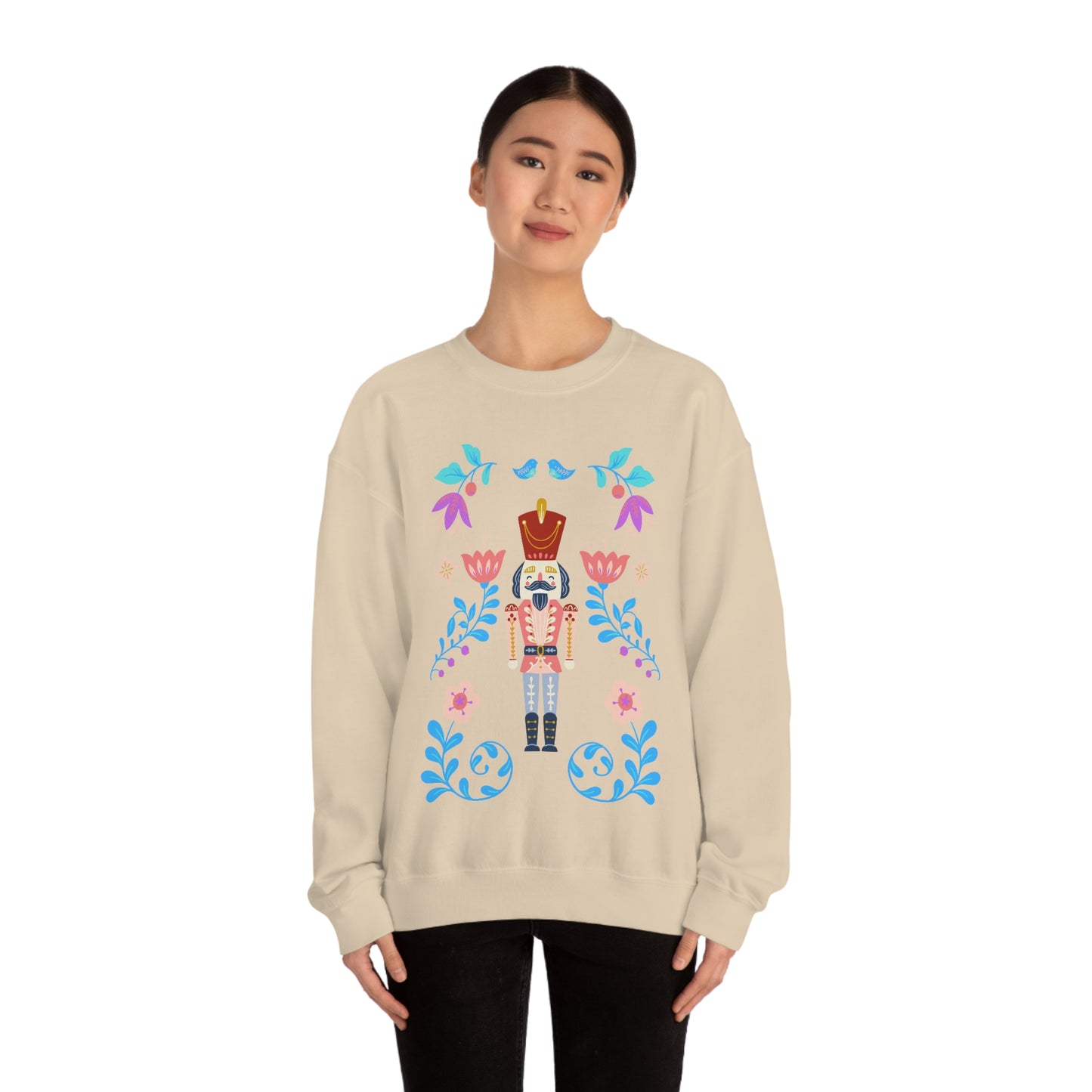 Nutcracker Modern Sweatshirt, Blue Nutcracker Sweatshirt, Trendy Christmas Minimalist Sweatshirt, Xmas Crewneck Bright Color Crew